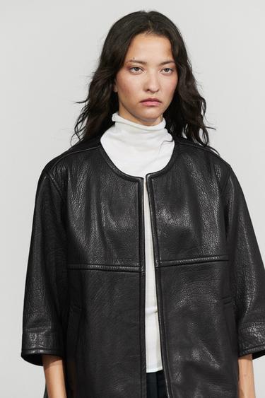 Cropped nappa leather jacket — BLACK 8