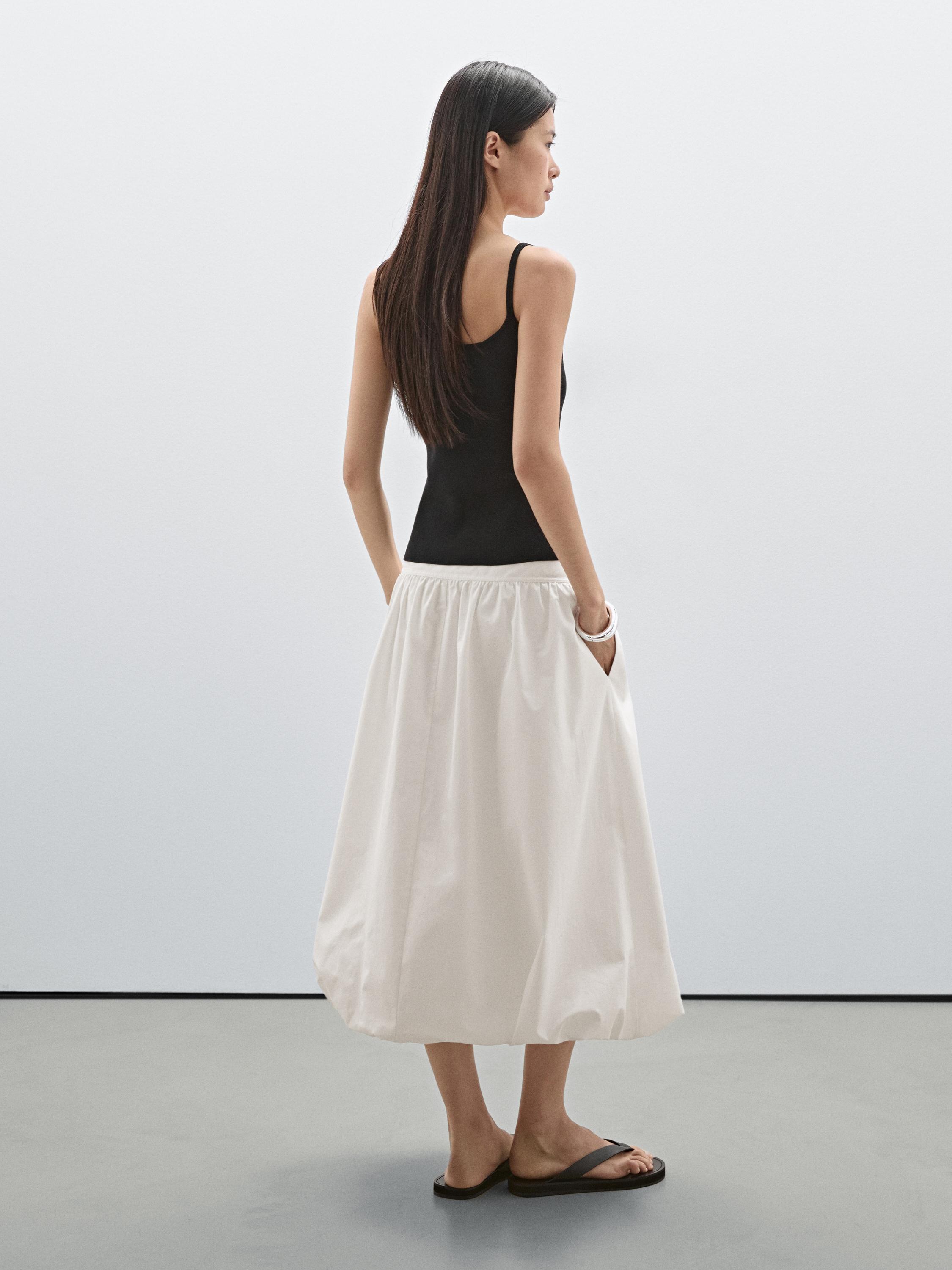 Jupe midi bouffante 100 % coton