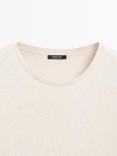 Short sleeve linen and cotton T-shirt — BROWN 9