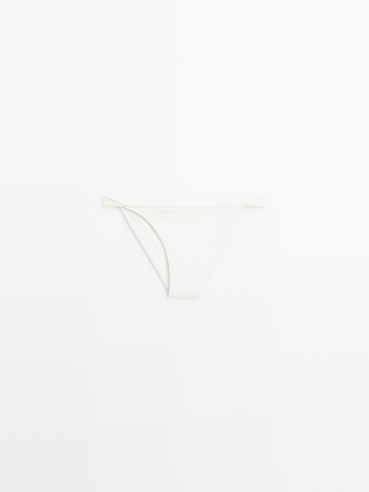 Massimo Dutti - Dames - Bikinibroekje Met Ruches - Gebroken Wit - L