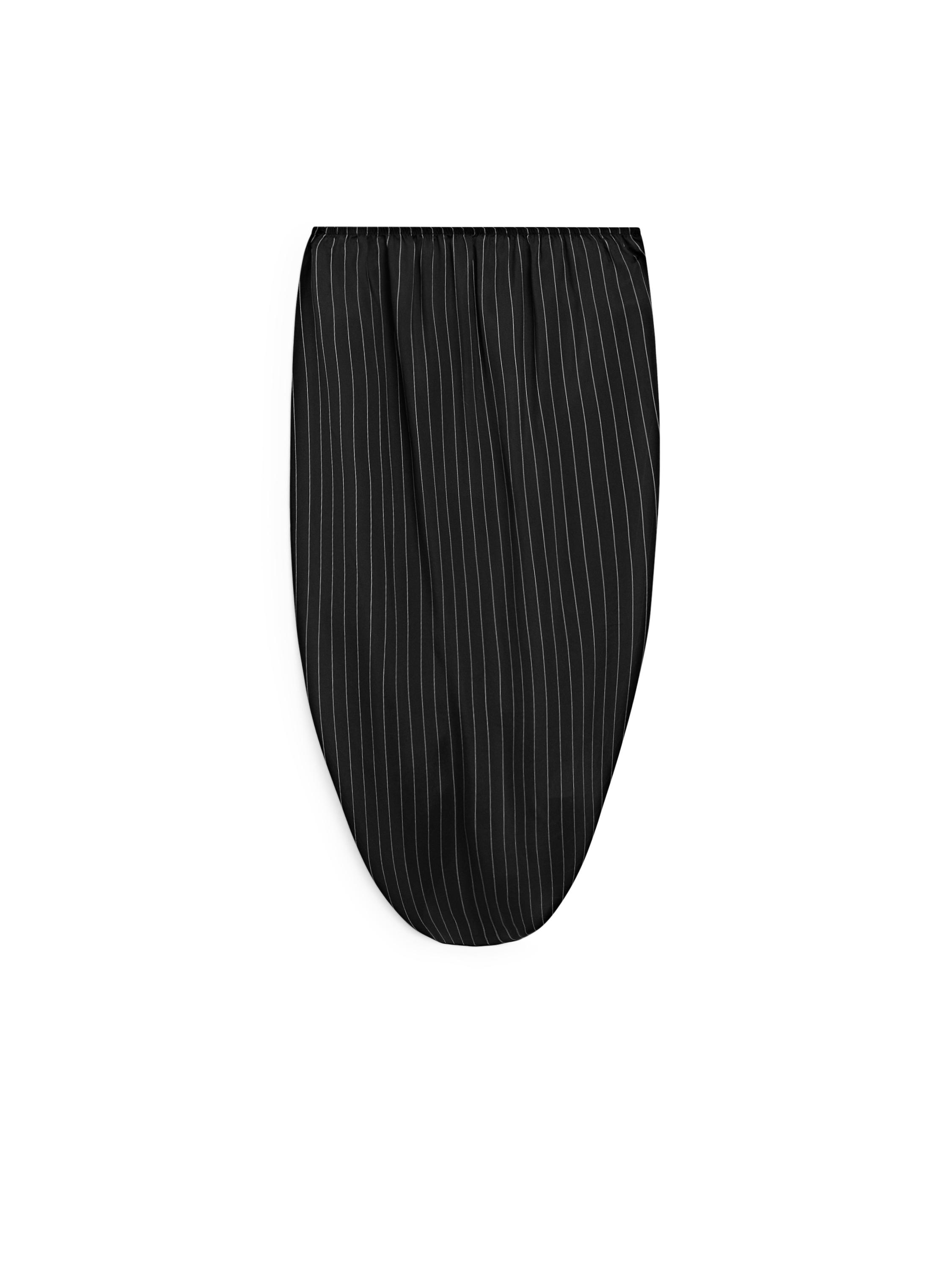 Striped midi skirt with gathered detail - STUDIO — BLACK