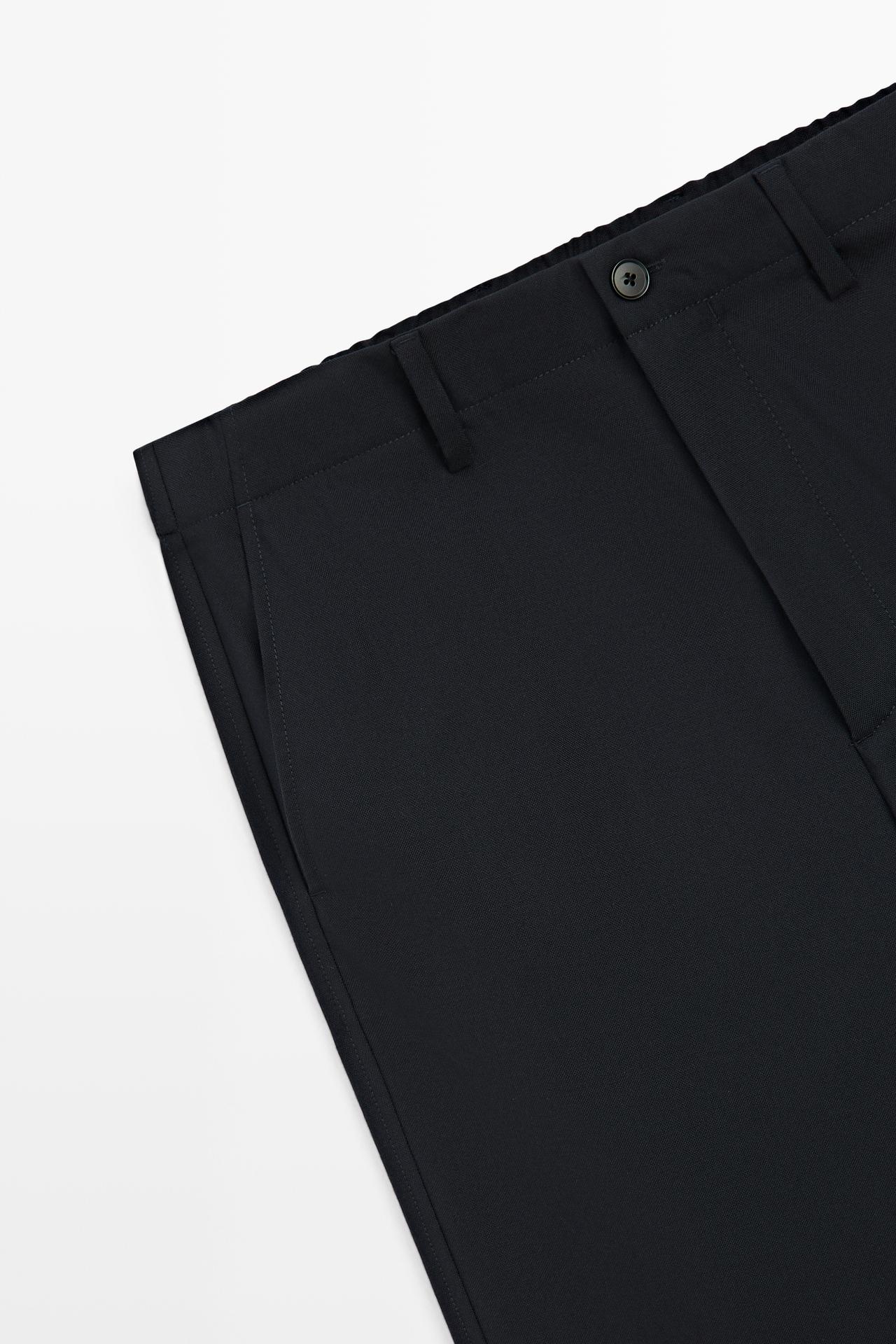 100% cool wool textured pants — DEEP BLUE