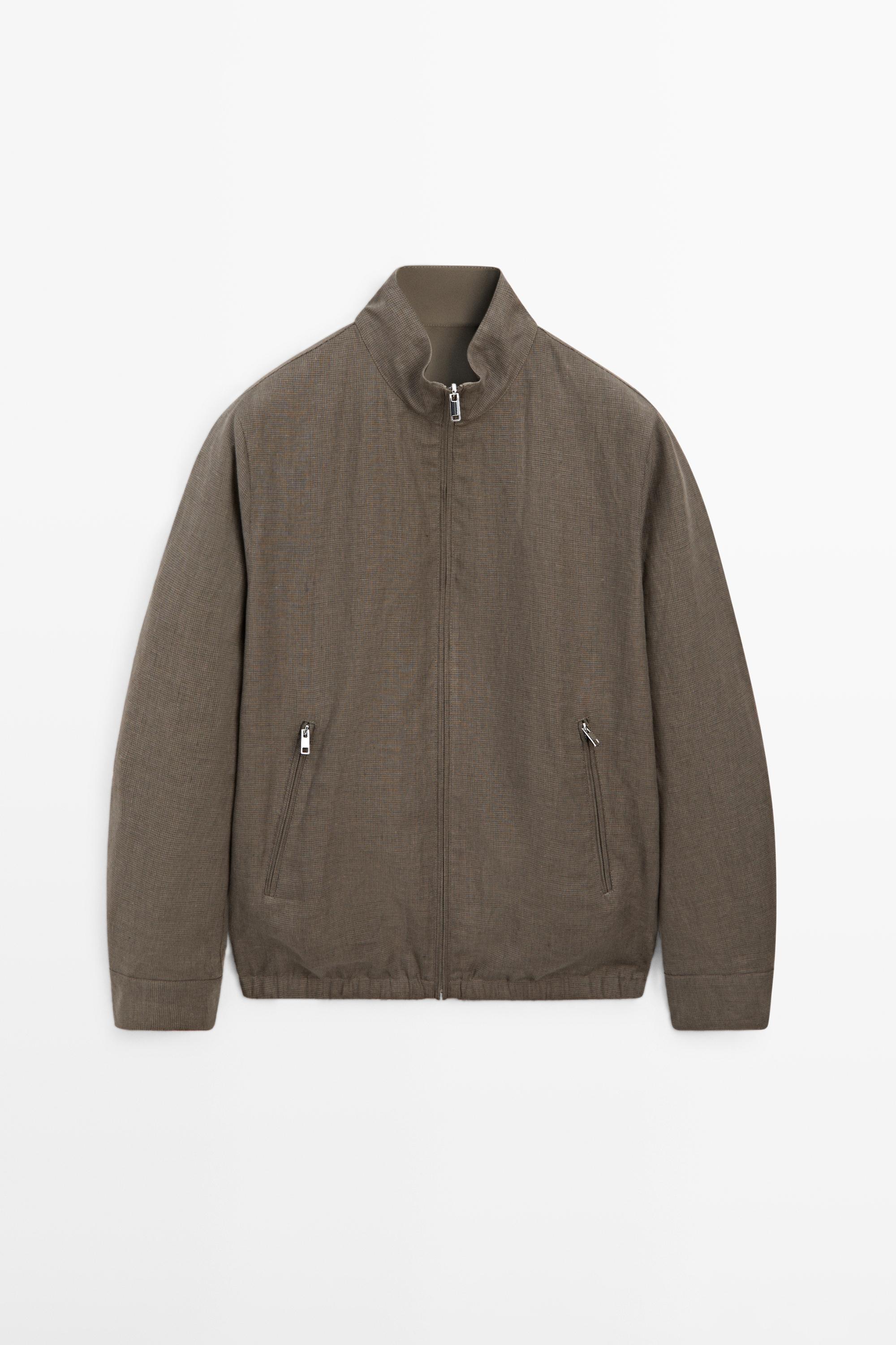 Short reversible linen blend jacket