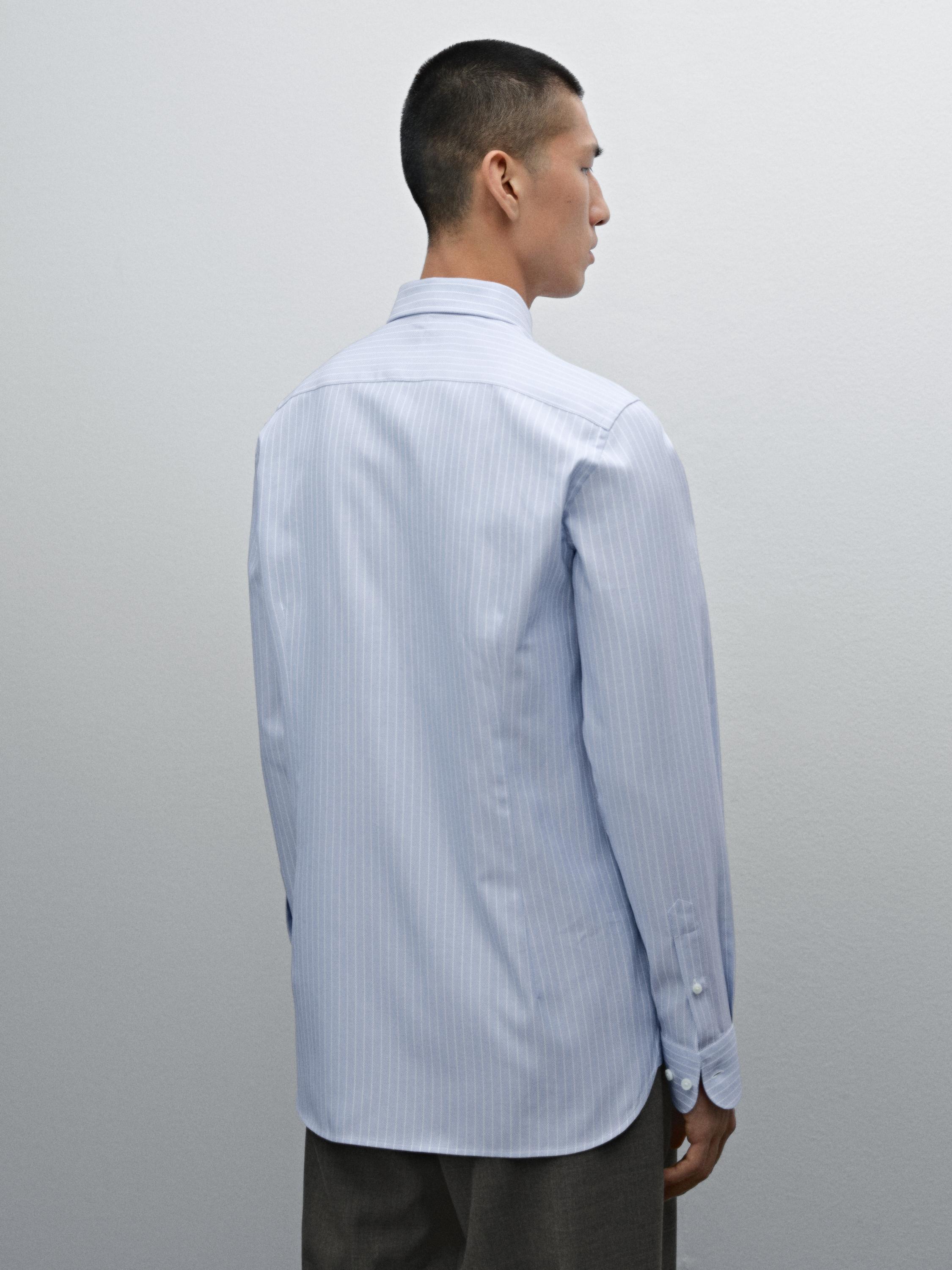Slim fit striped 100% cotton shirt