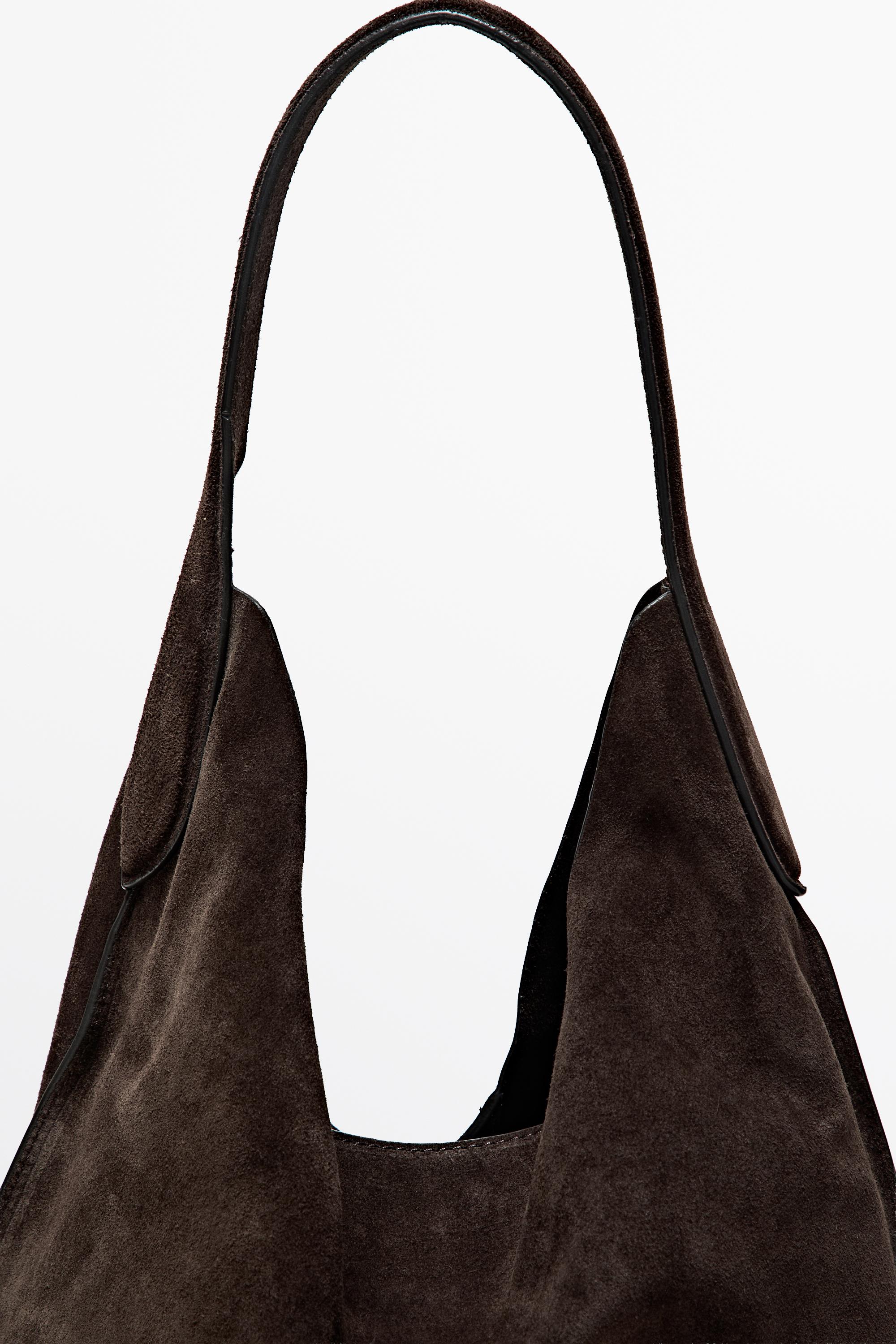 Split suede leather mini bag — Chocolate
