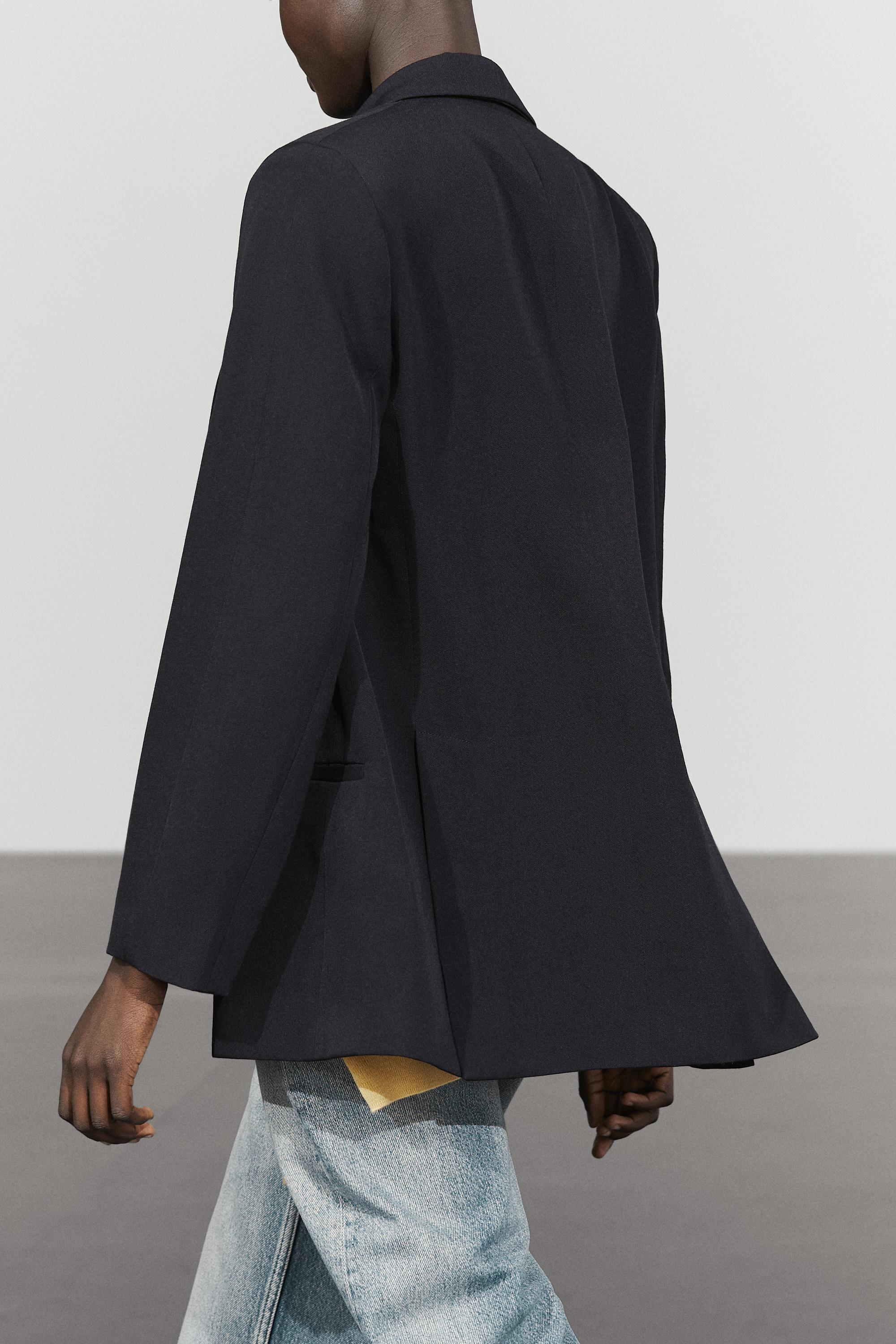 Wool blend double-breasted blazer — NAVY BLUE