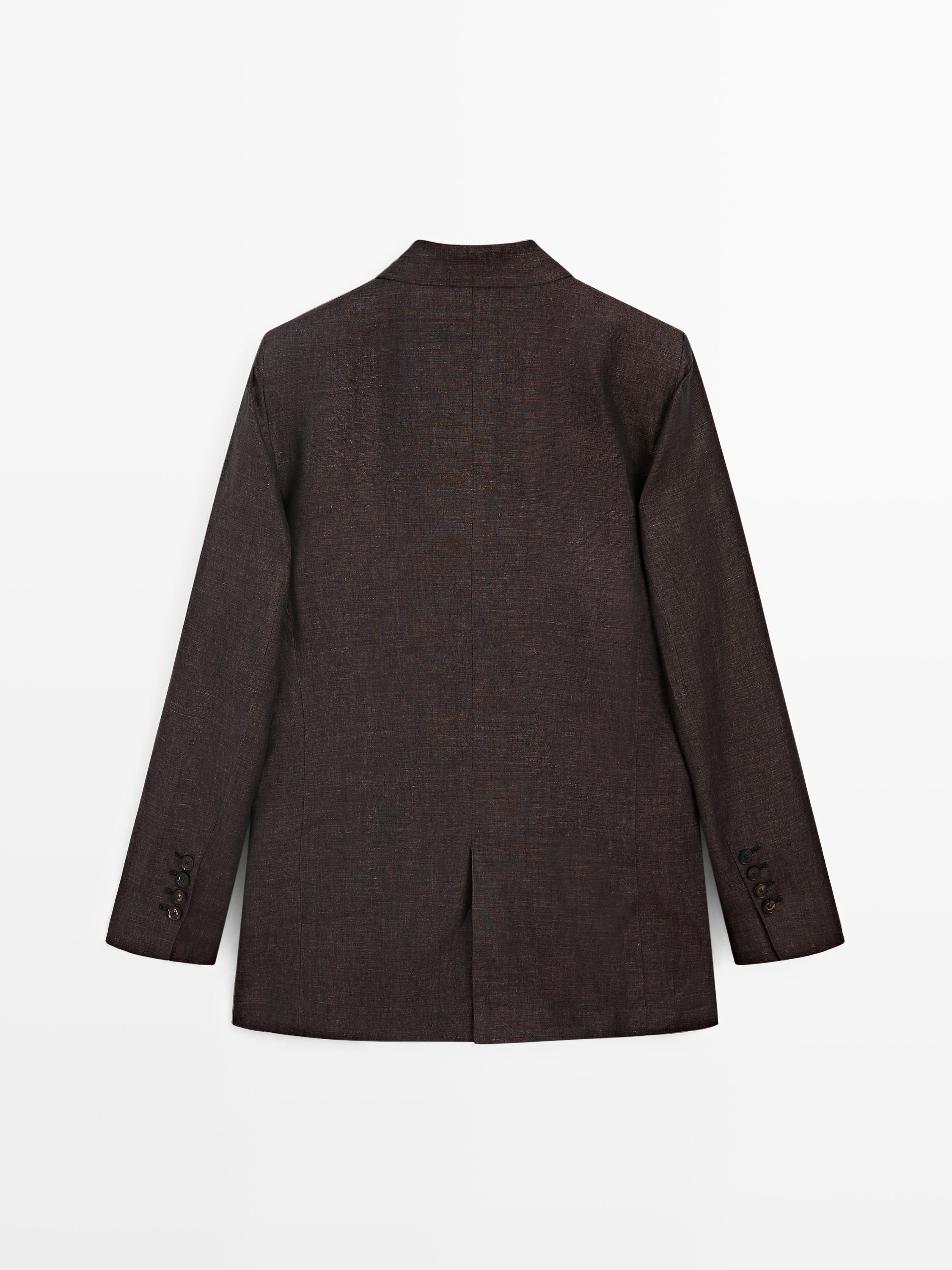 Double-breasted melange linen blazer - Limited Edition