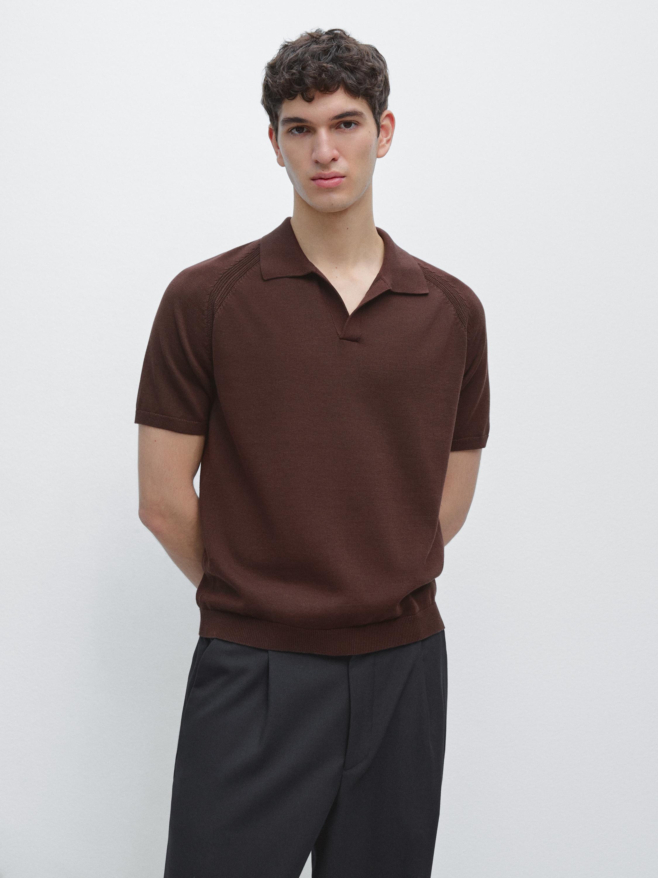 Polo en maille de coton à manches courtes