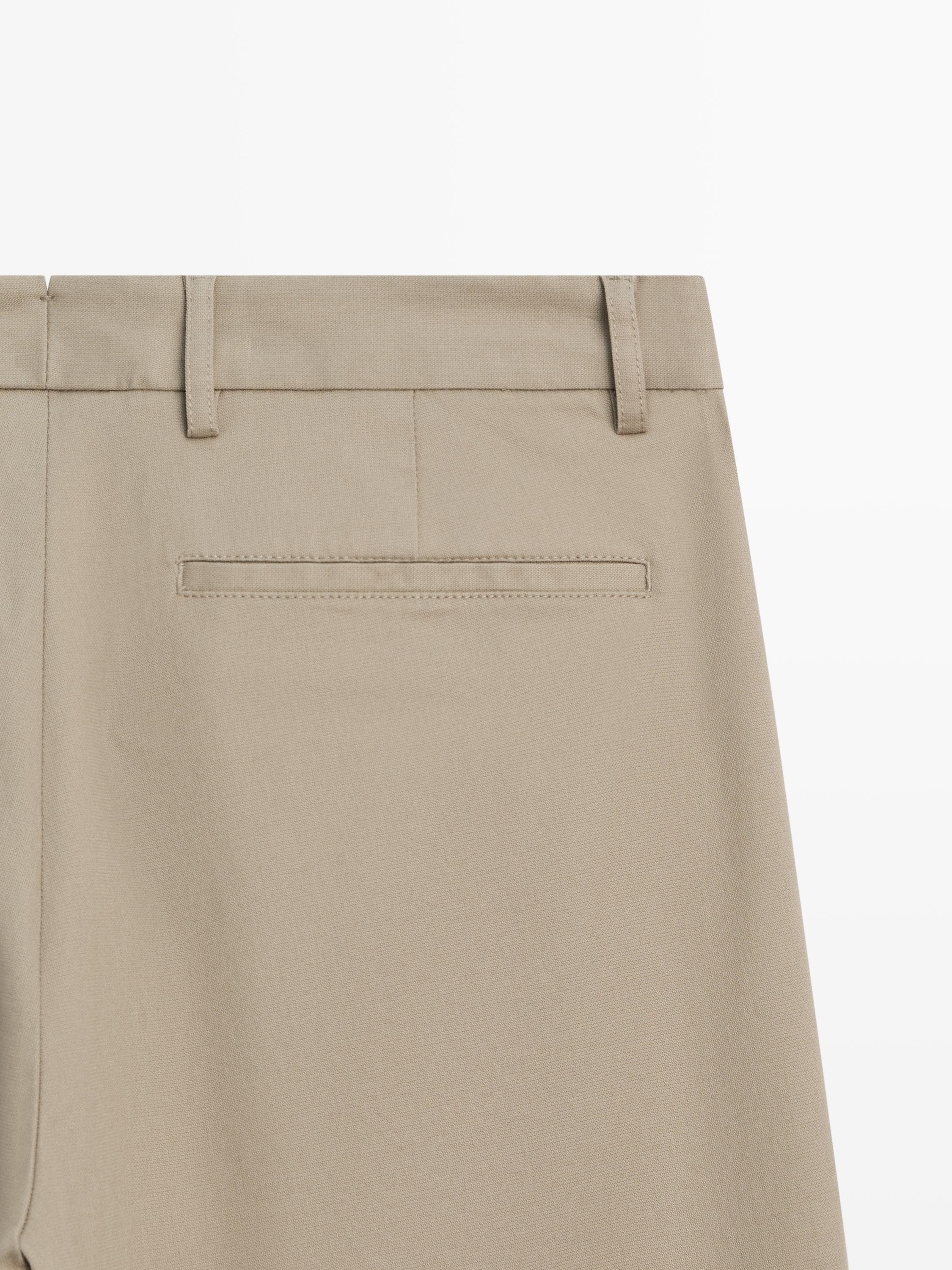 Cotton blend tapered fit trousers — GREEN