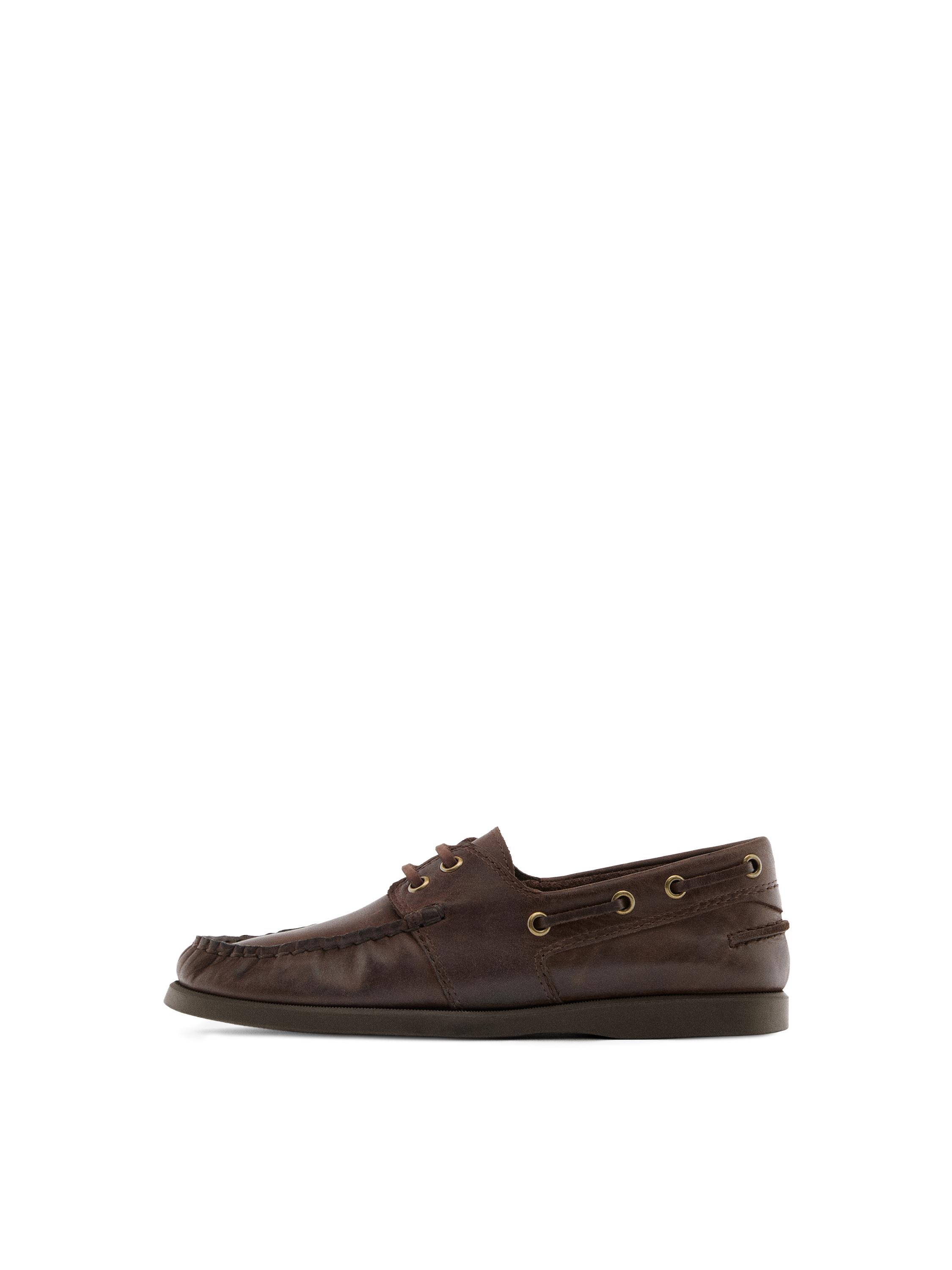 Oiled leather deck shoes — BROWN