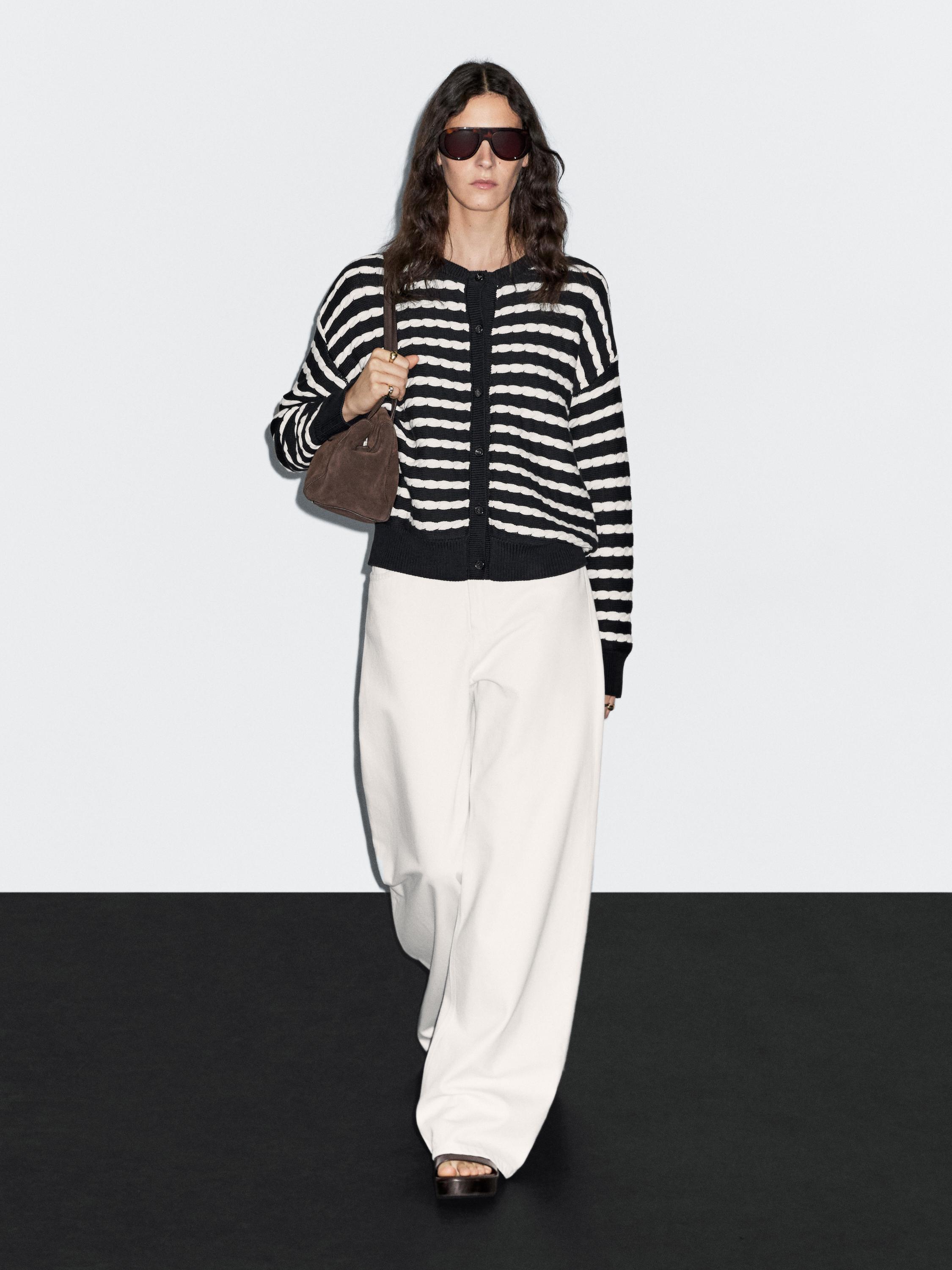 100% cotton nautical knit cardigan
