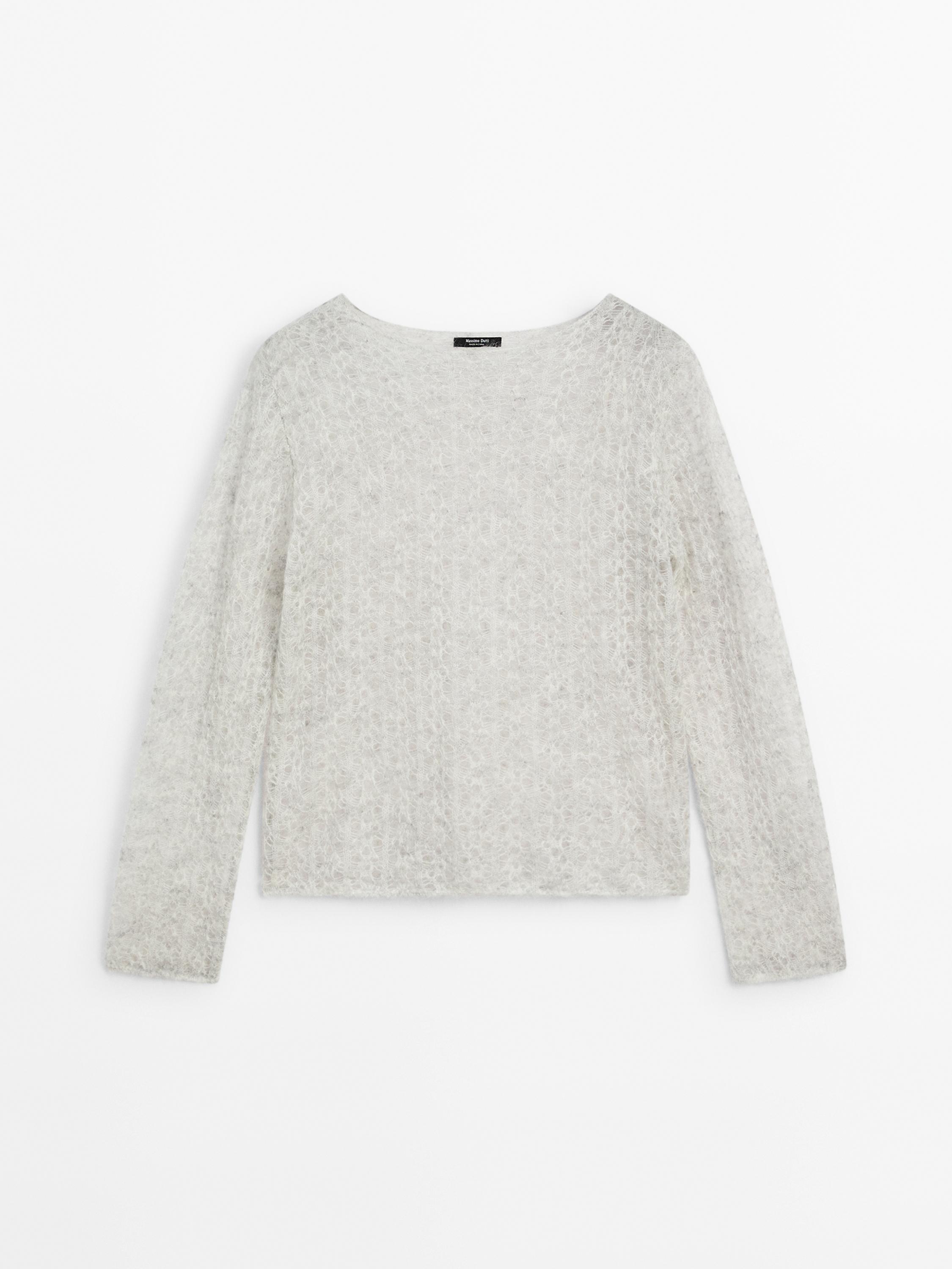 Cutwork wool blend sweater