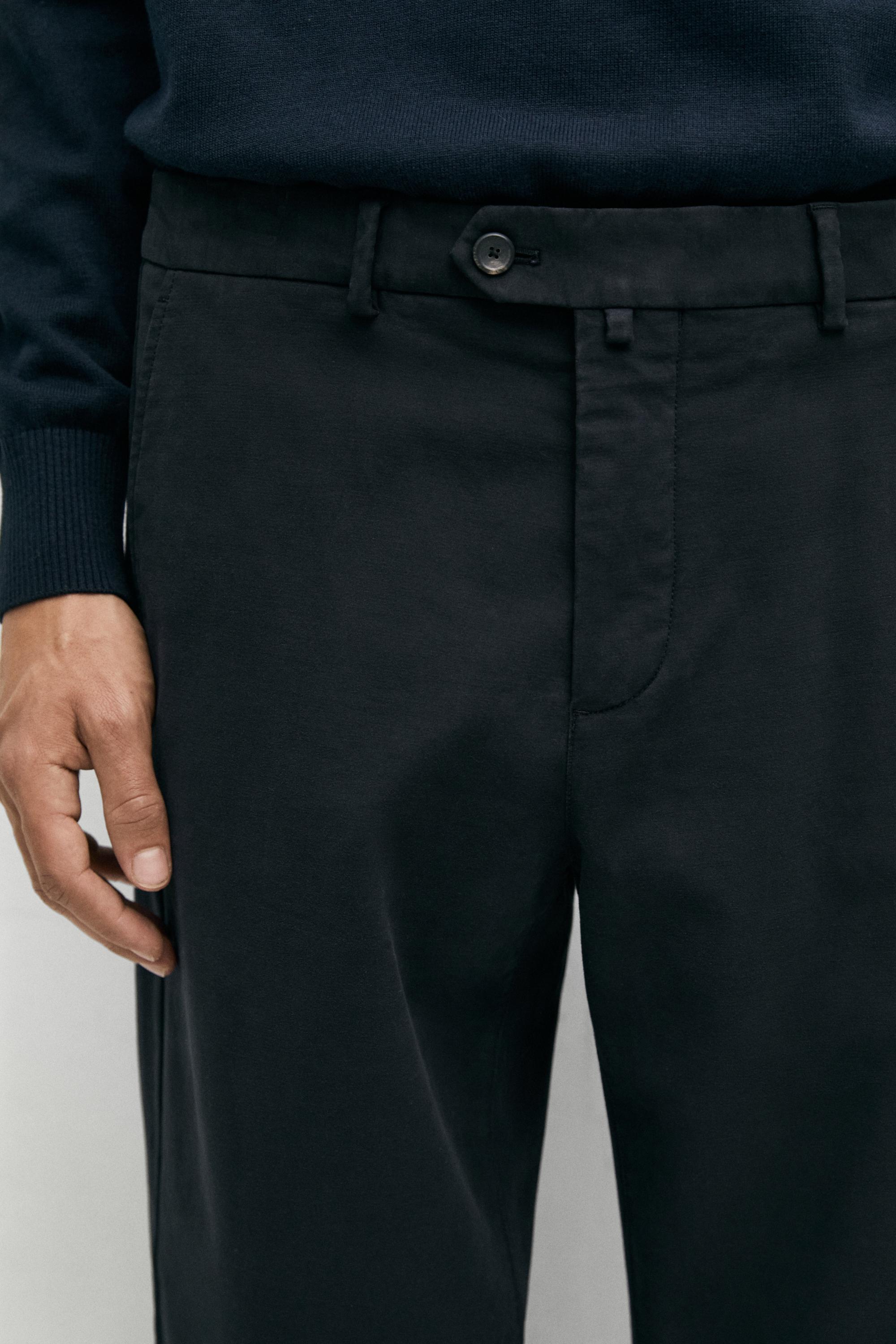 100% cotton slim fit pants — NAVY BLUE
