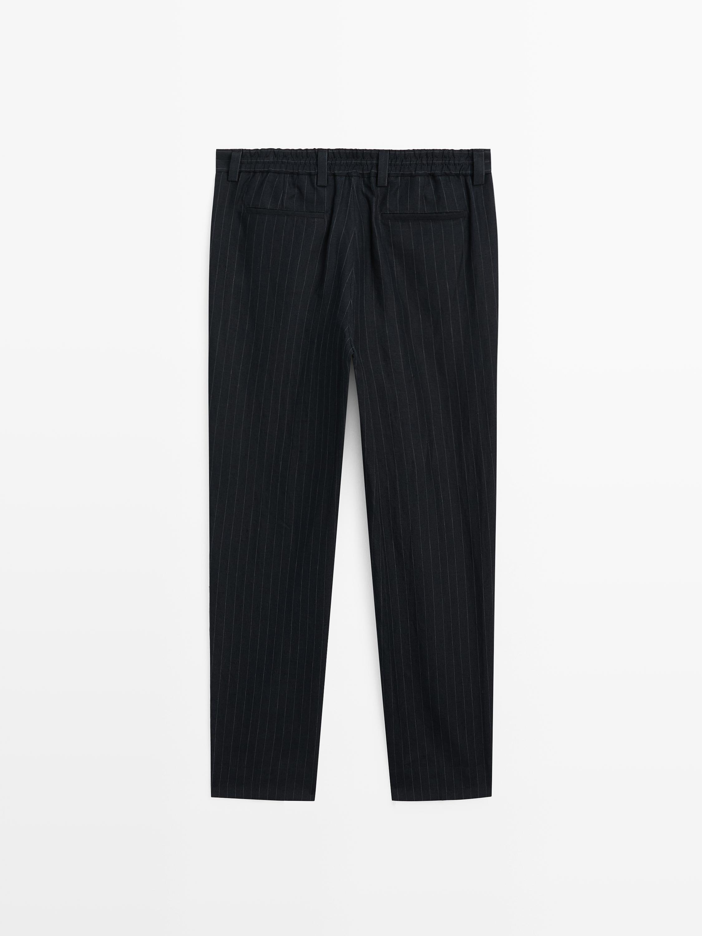 100% linen striped trousers