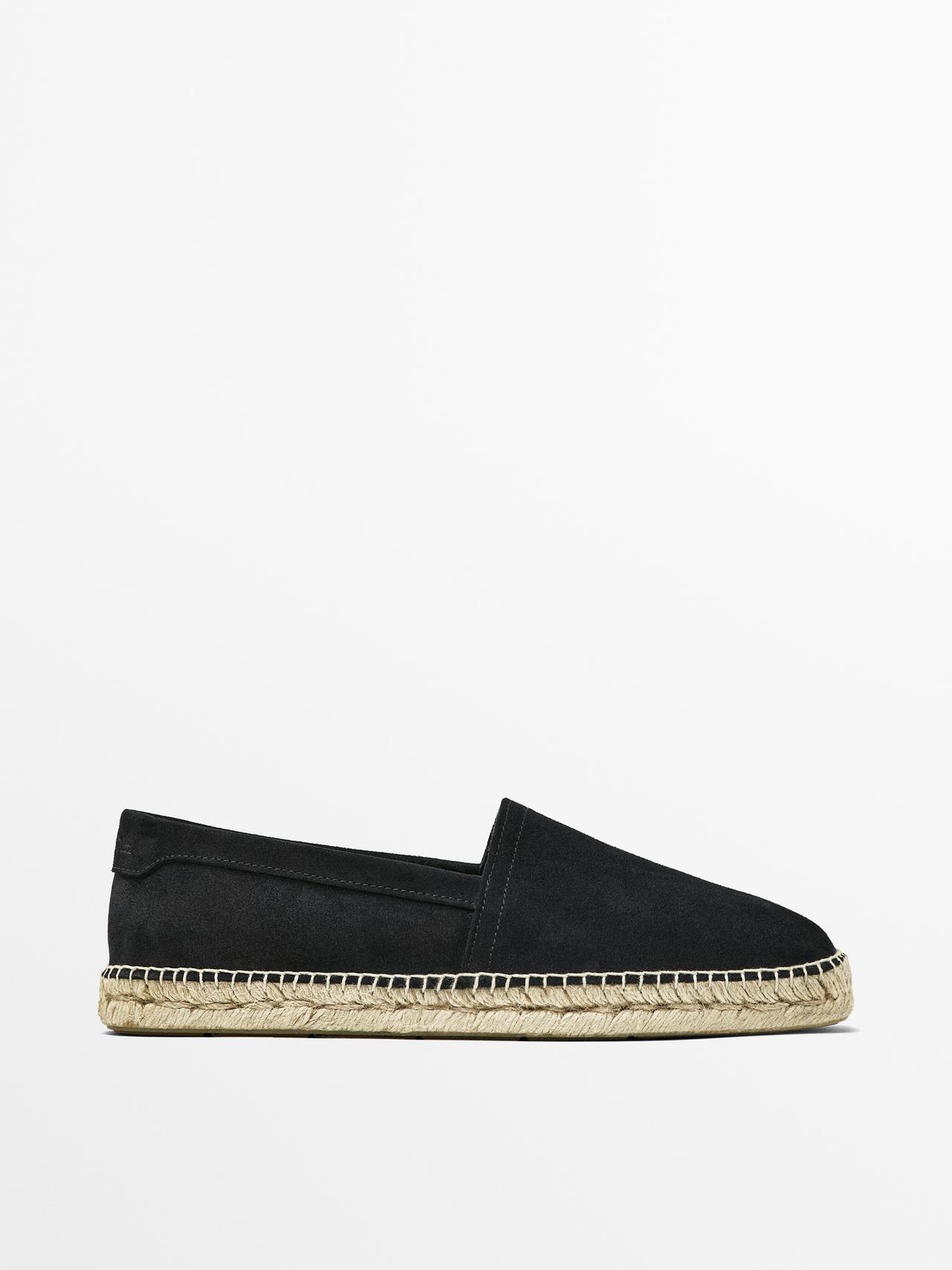 Espadrillas In Pelle Scamosciata - Grigio Scuro - 40 - Massimo Dutti - Maschile