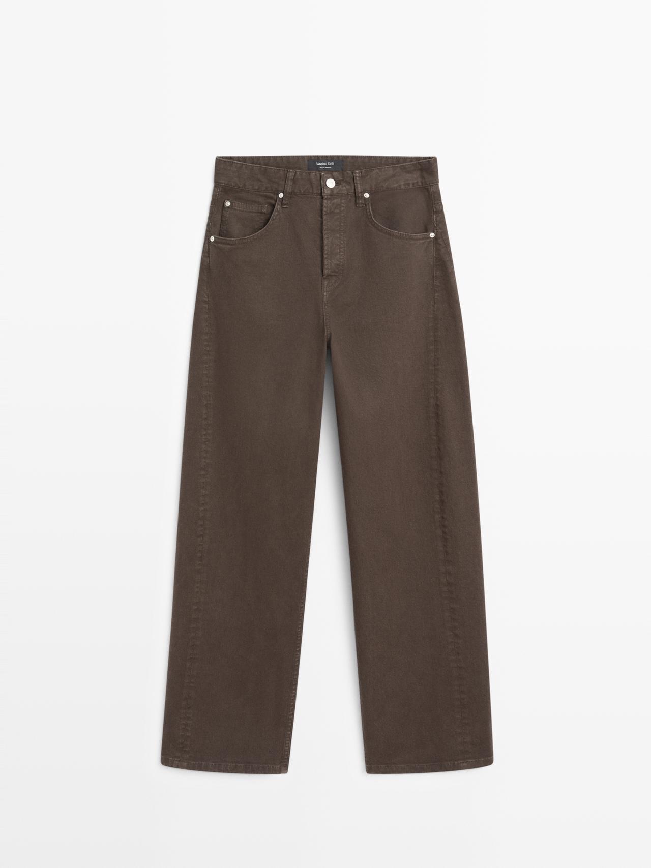 Massimo Dutti - Dame - Højtaljede, Balloon Fit Jeans - Chokolade - 42