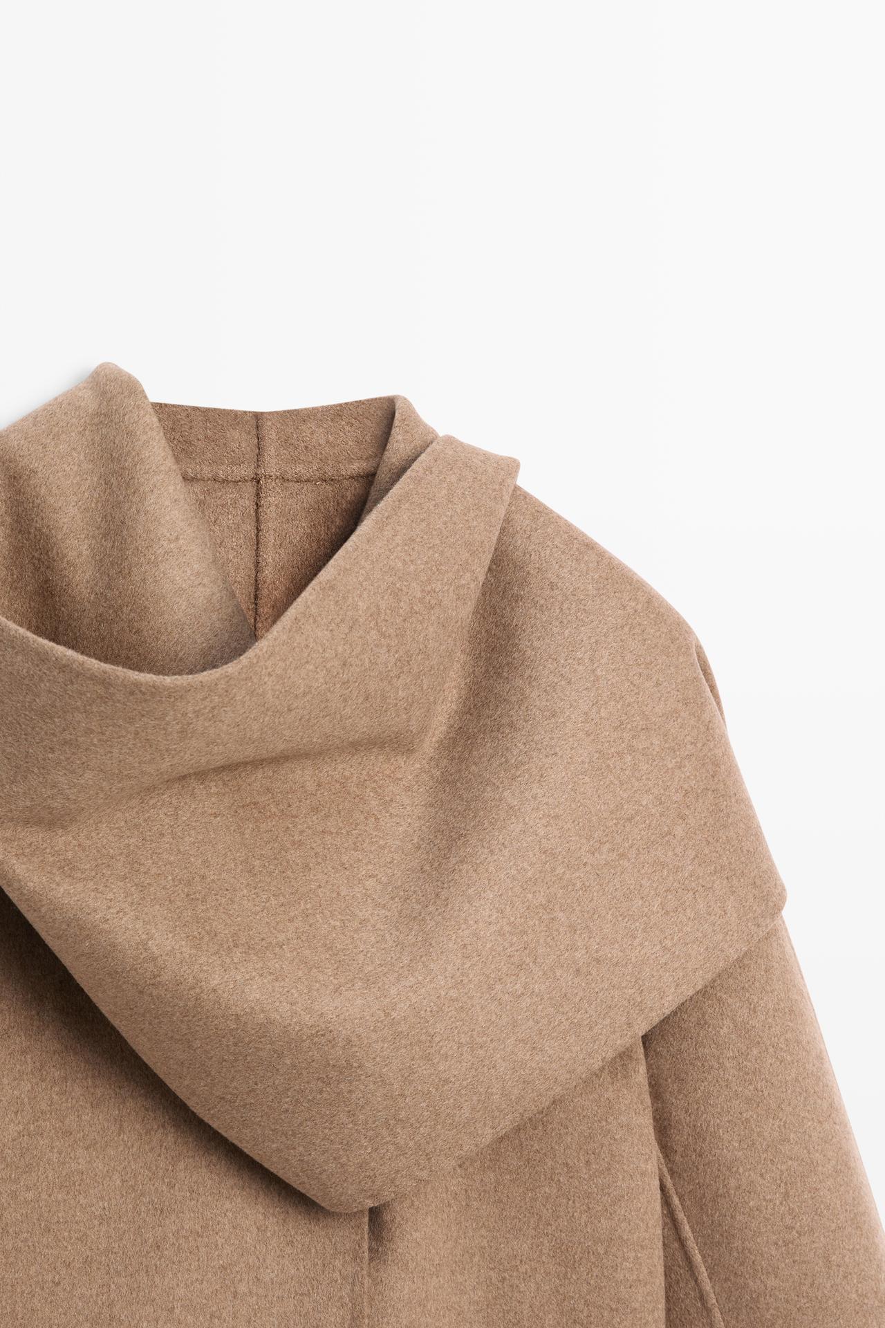 Short coat with scarf detail — MOLE BROWN