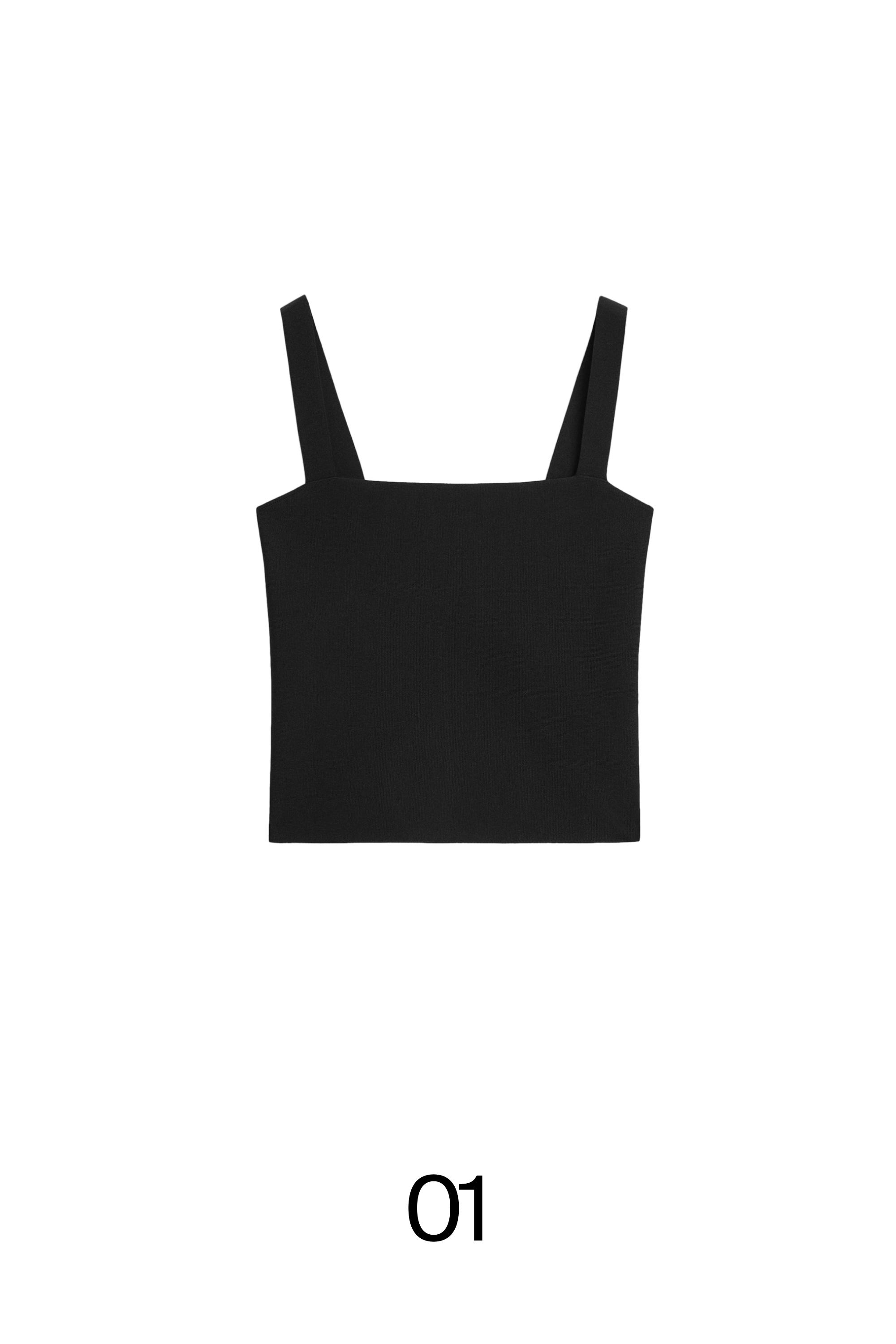 Knit top with a square neckline — BLACK