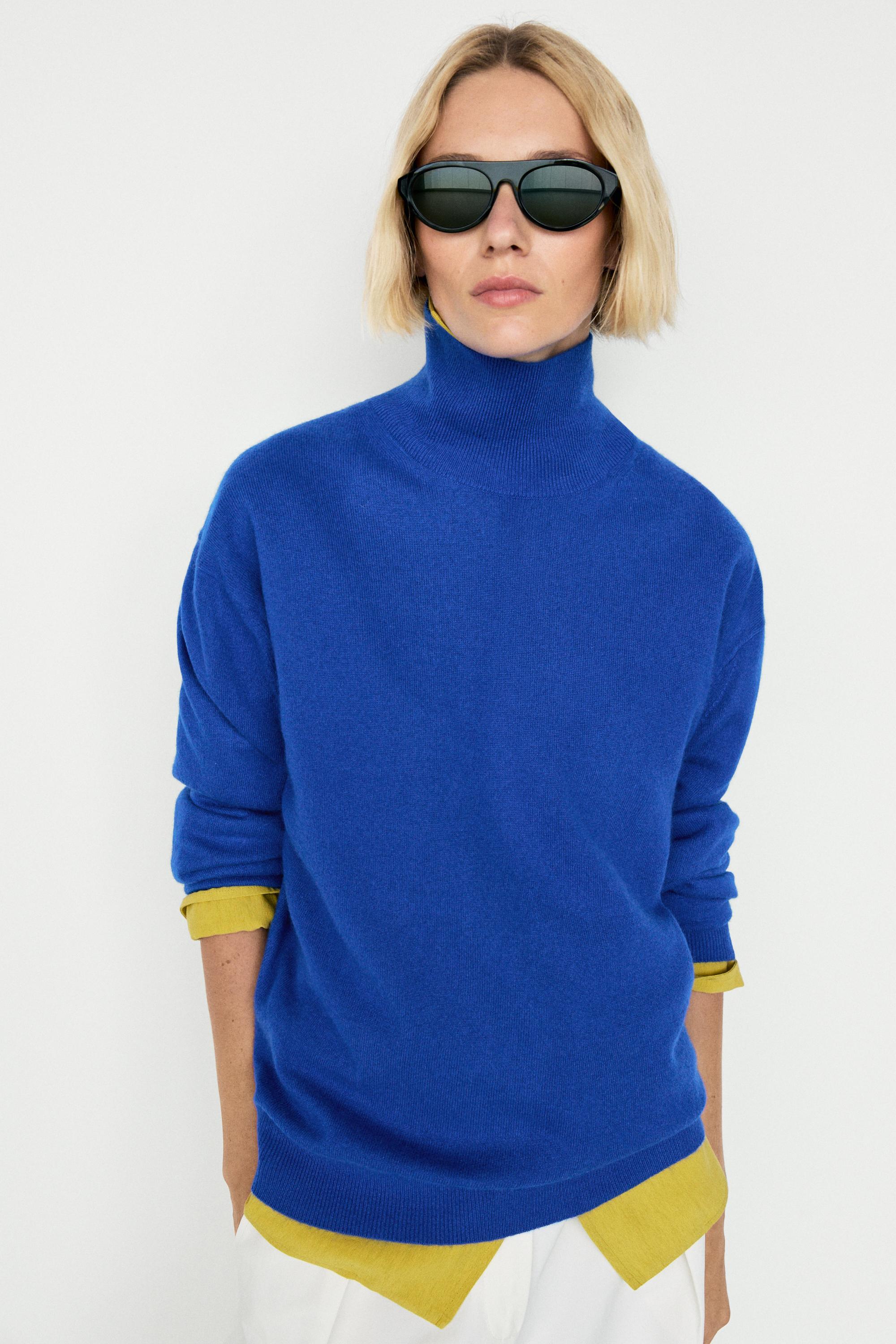 Jersey punto cuello alto 100% cashmere