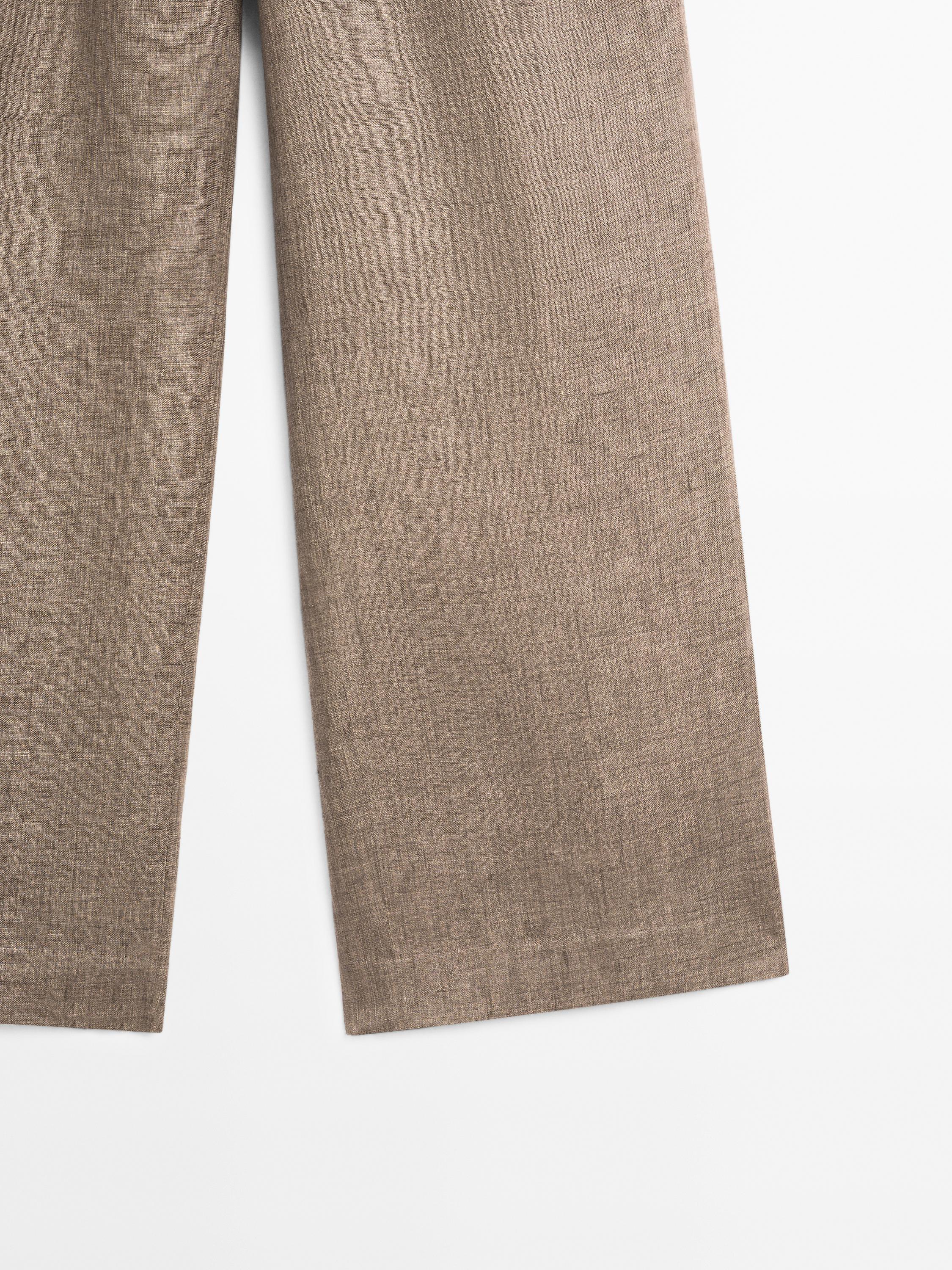 Flowing 100% linen trousers with darts