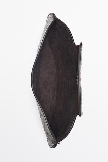 Textured nappa leather glasses case — BROWN 4