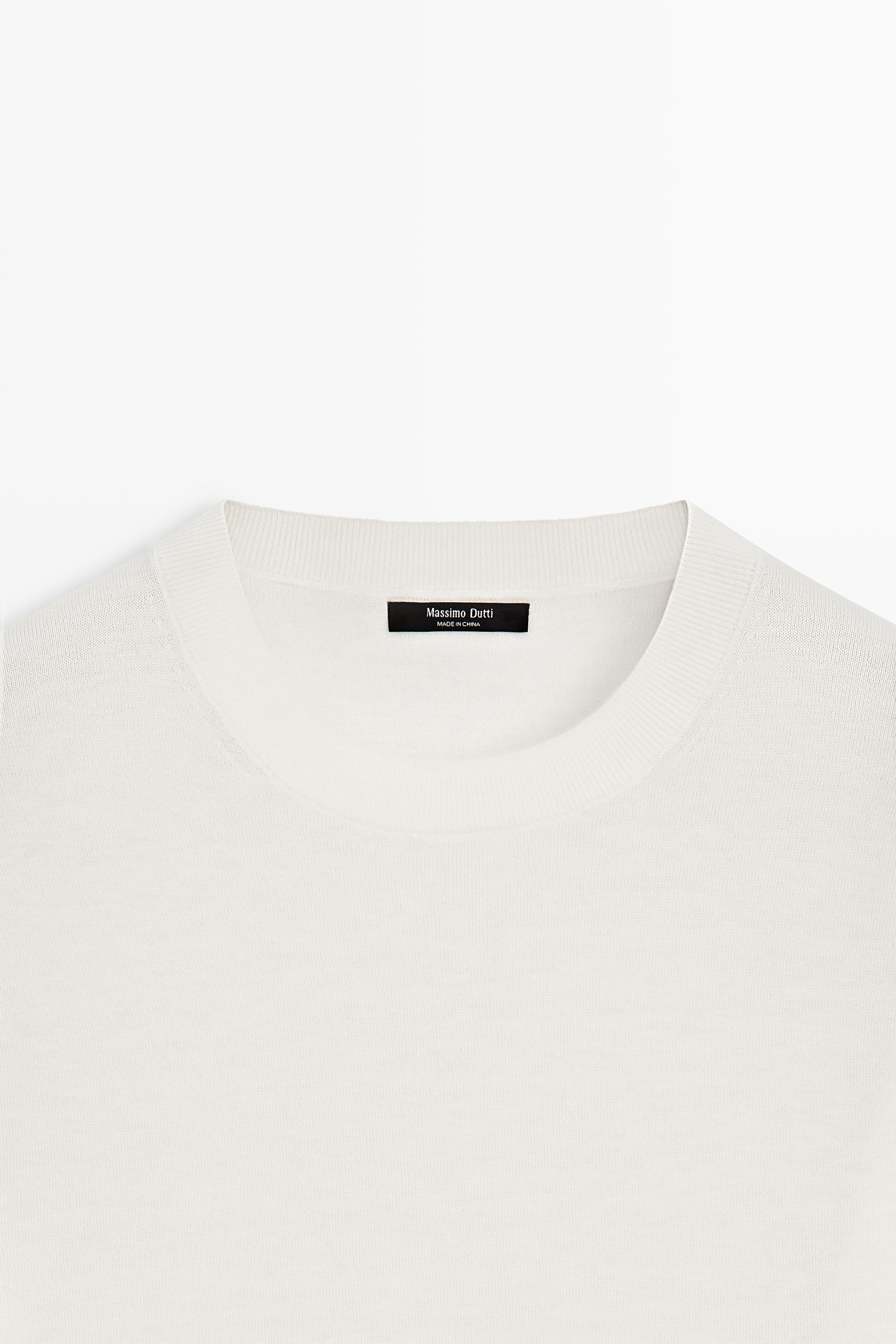 Fine knit round neck sweater — CREAM