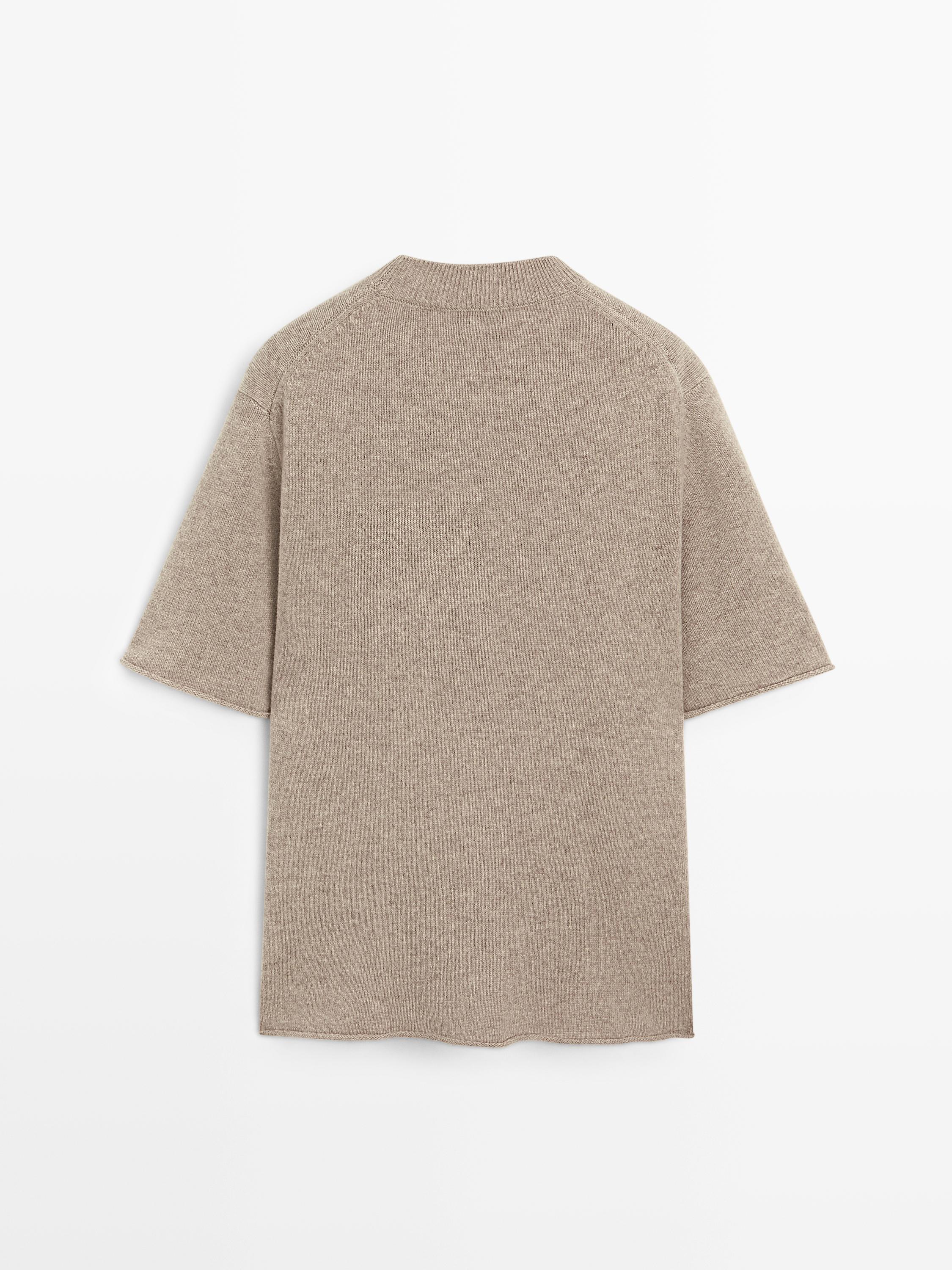 Oversize wool sweater with short sleeves — MOLE BROWN