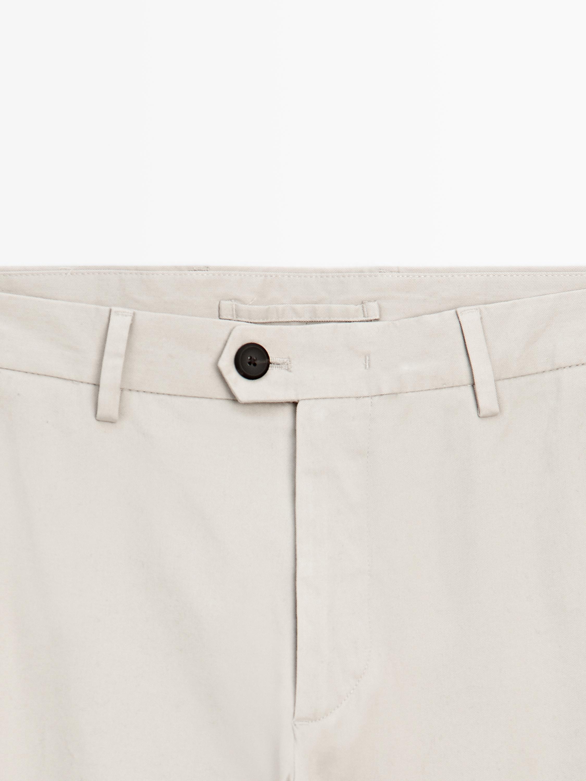 Slim fit cotton blend trousers