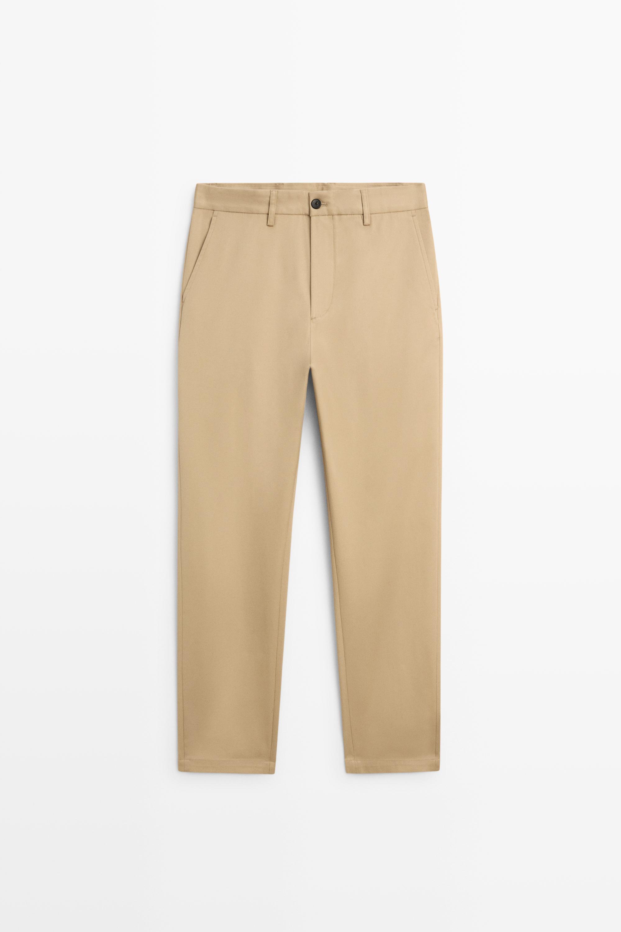 Cotton blend straight-leg pants