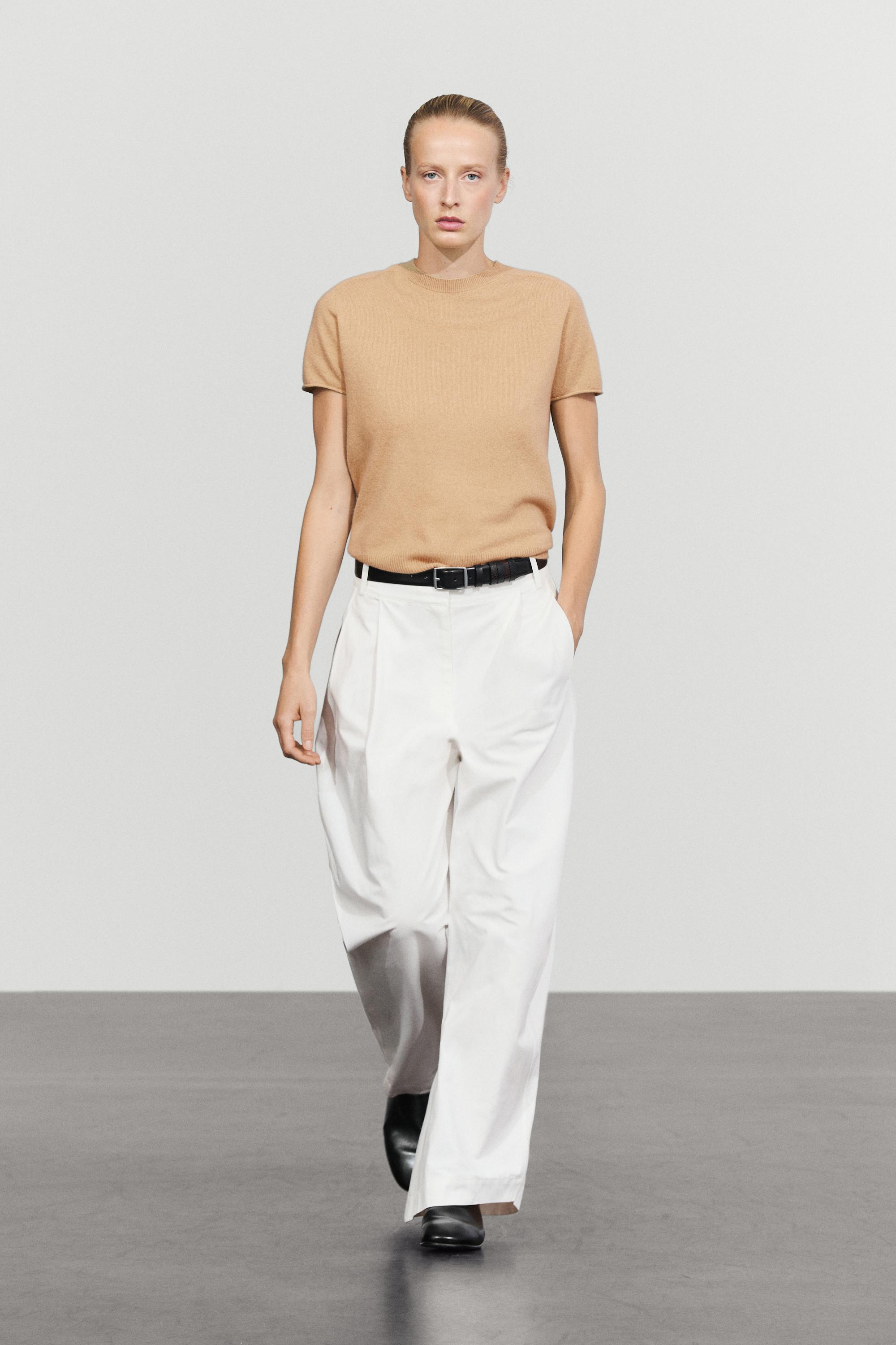 100% cashmere short sleeve knit sweater