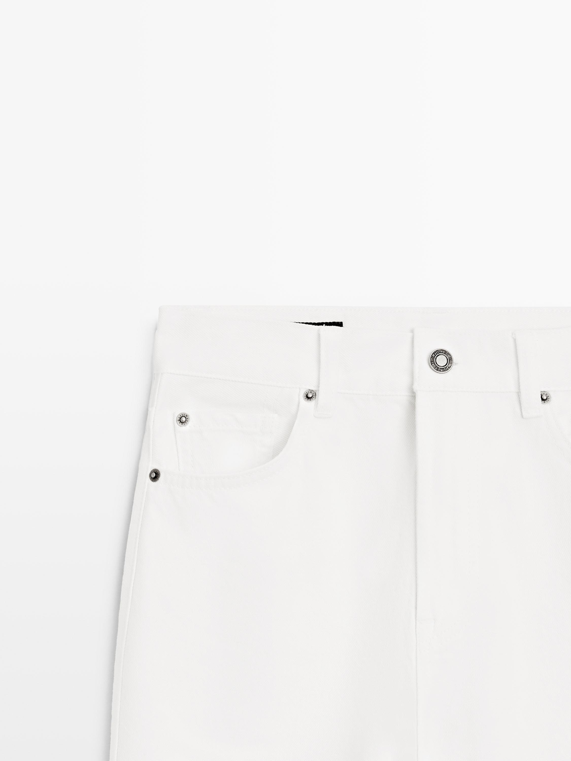 Straight-leg high-waist jeans — Off white