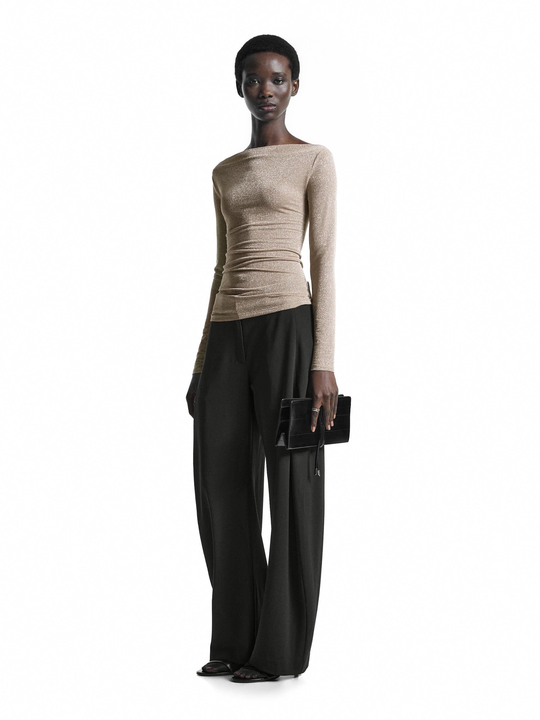 Flared trousers with pocket — BLACK