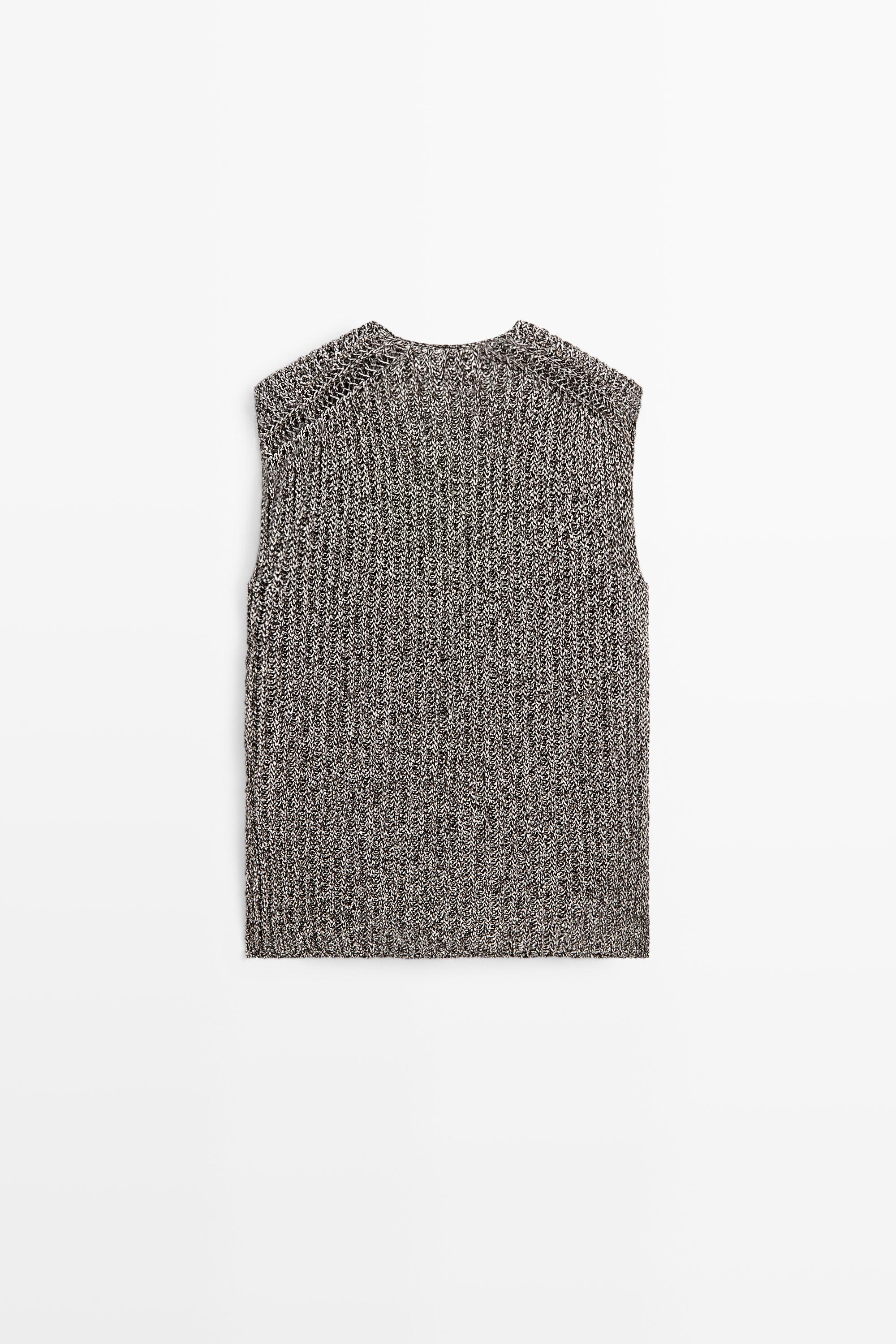 Cotton blend heathered knit top — ANTHRACITE GREY