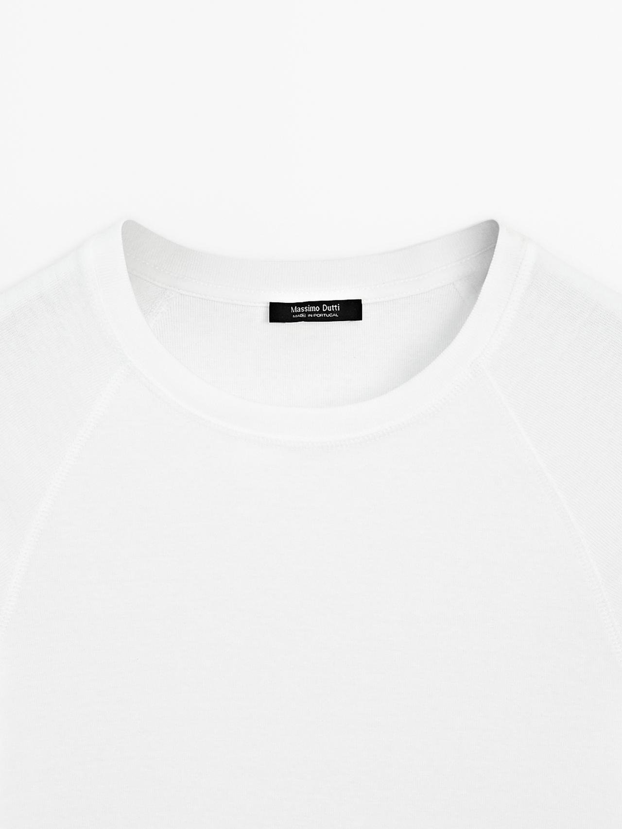 100% Cotton Short Sleeve Raglan T-Shirt — Off white
