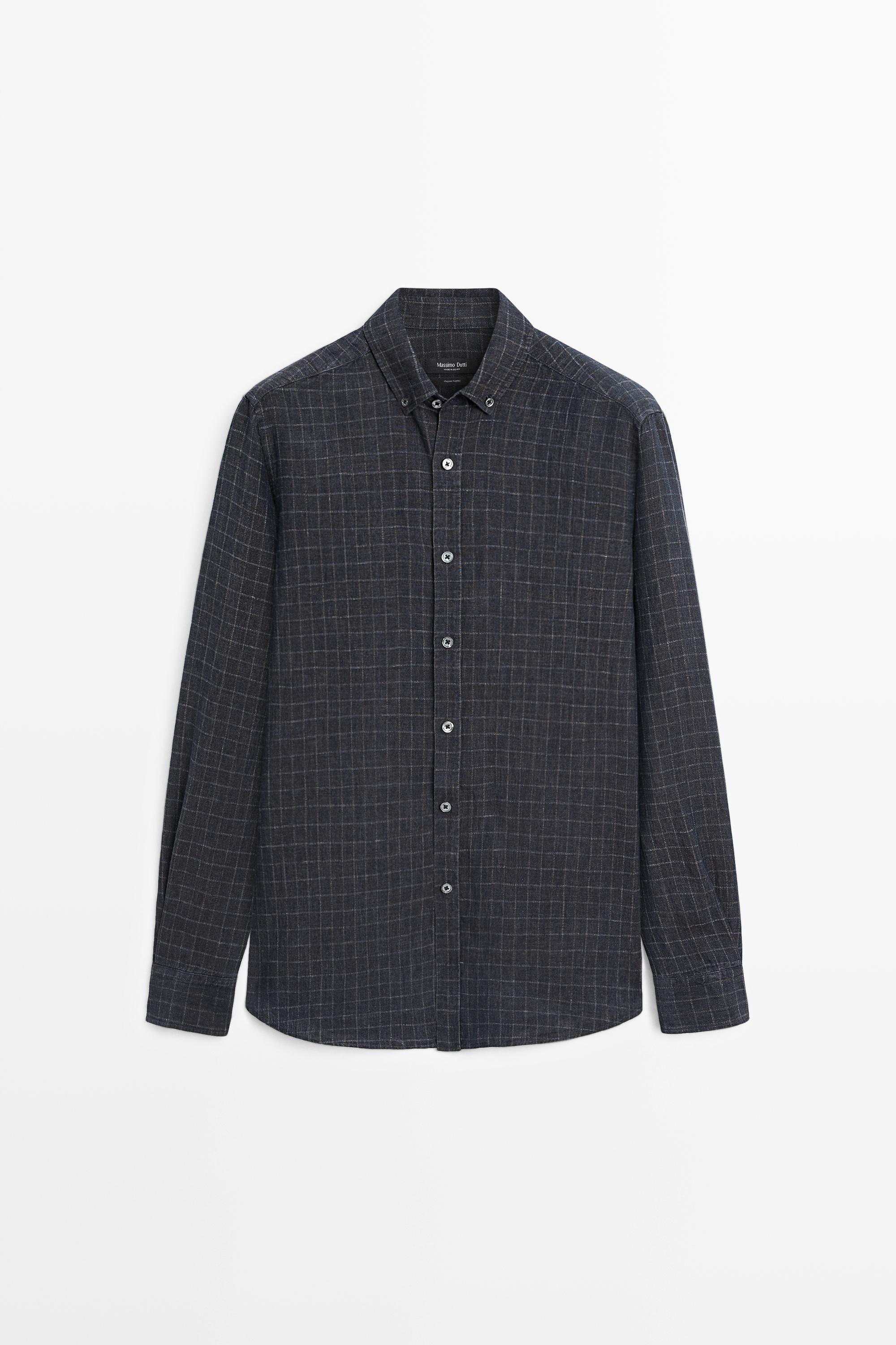 100% linen regular fit check shirt — LEAD
