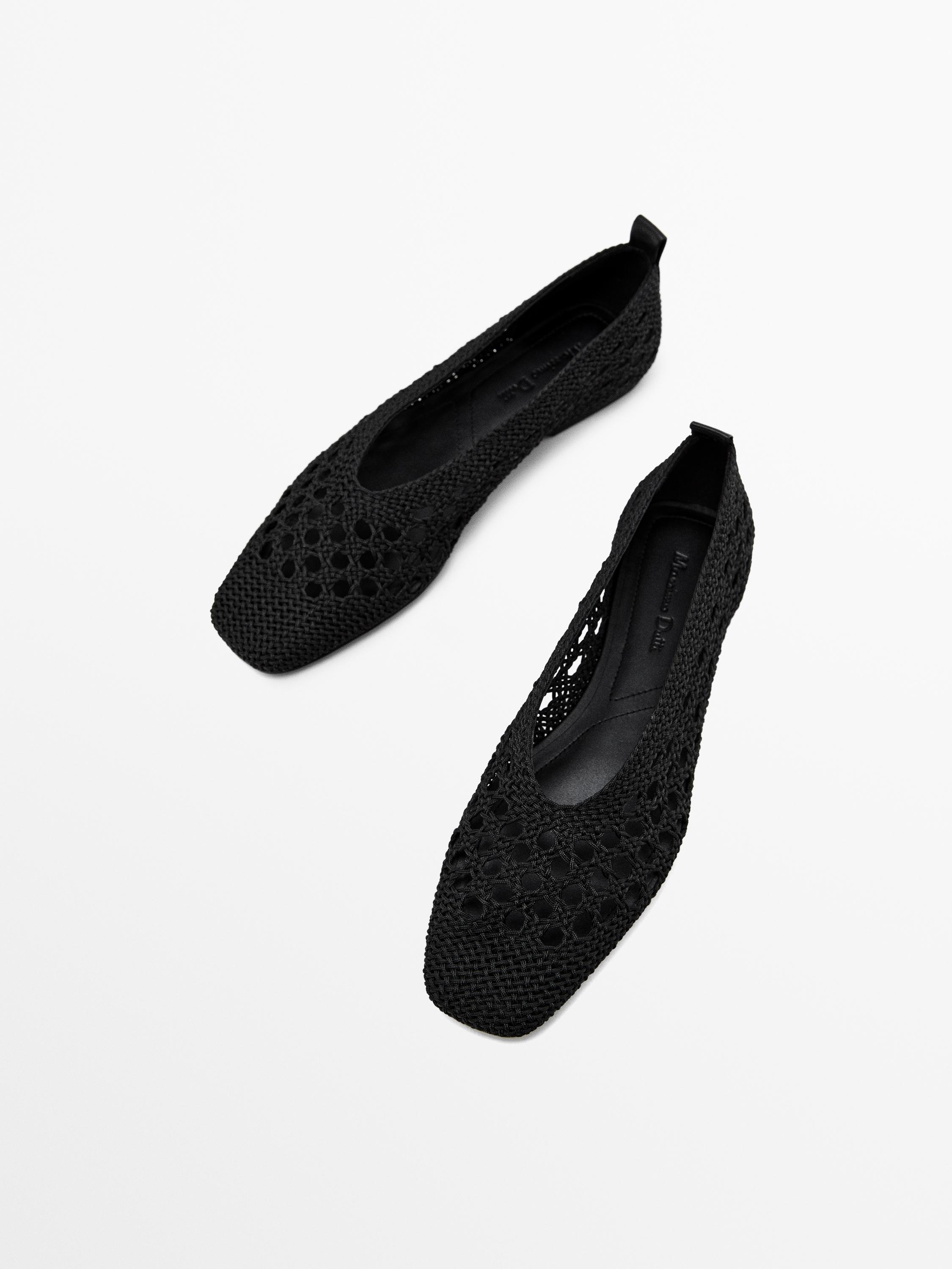 حذاء باليرينا من نسيج جدائل