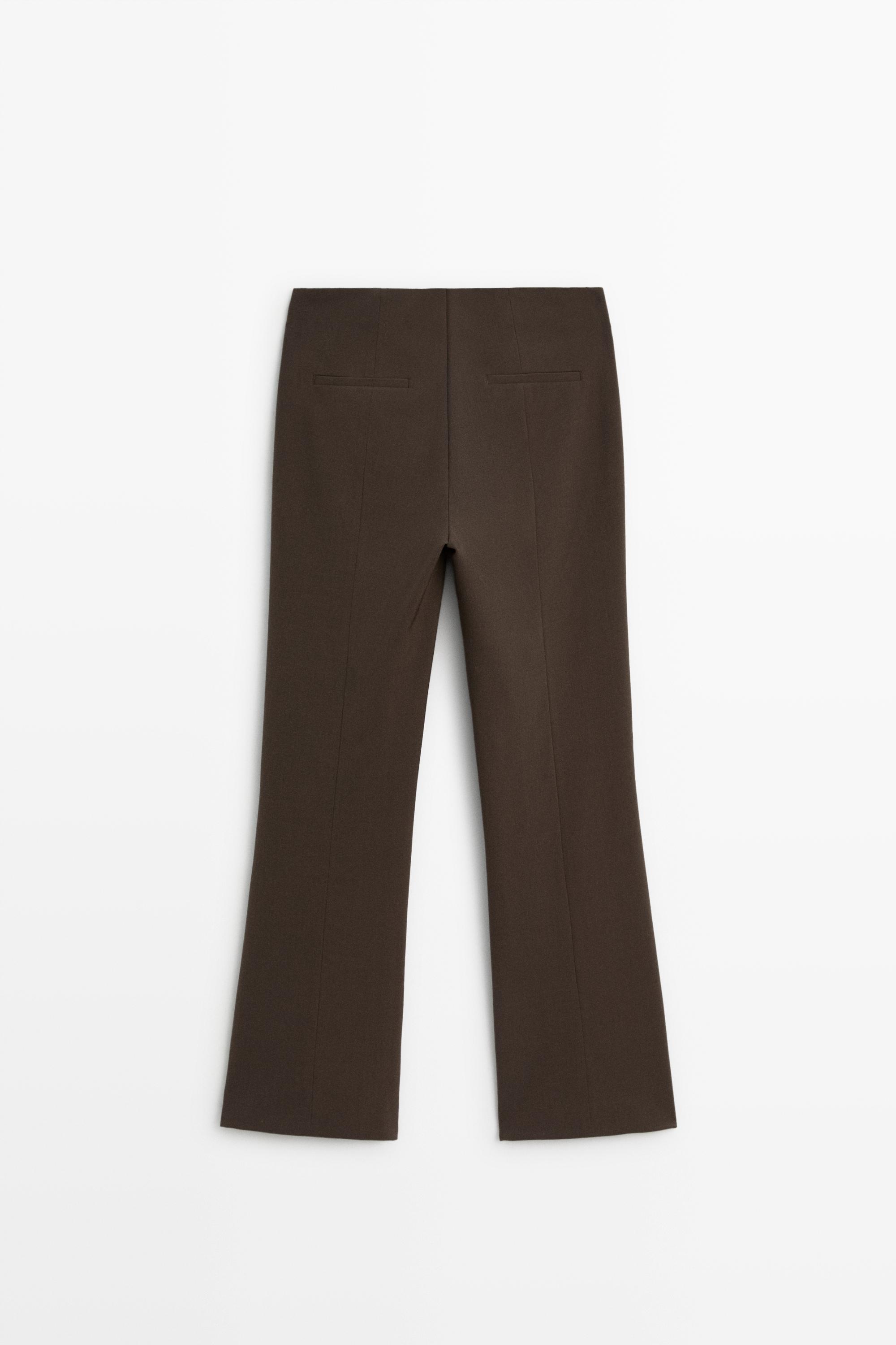 Wool-blend kick flare pants — BROWN