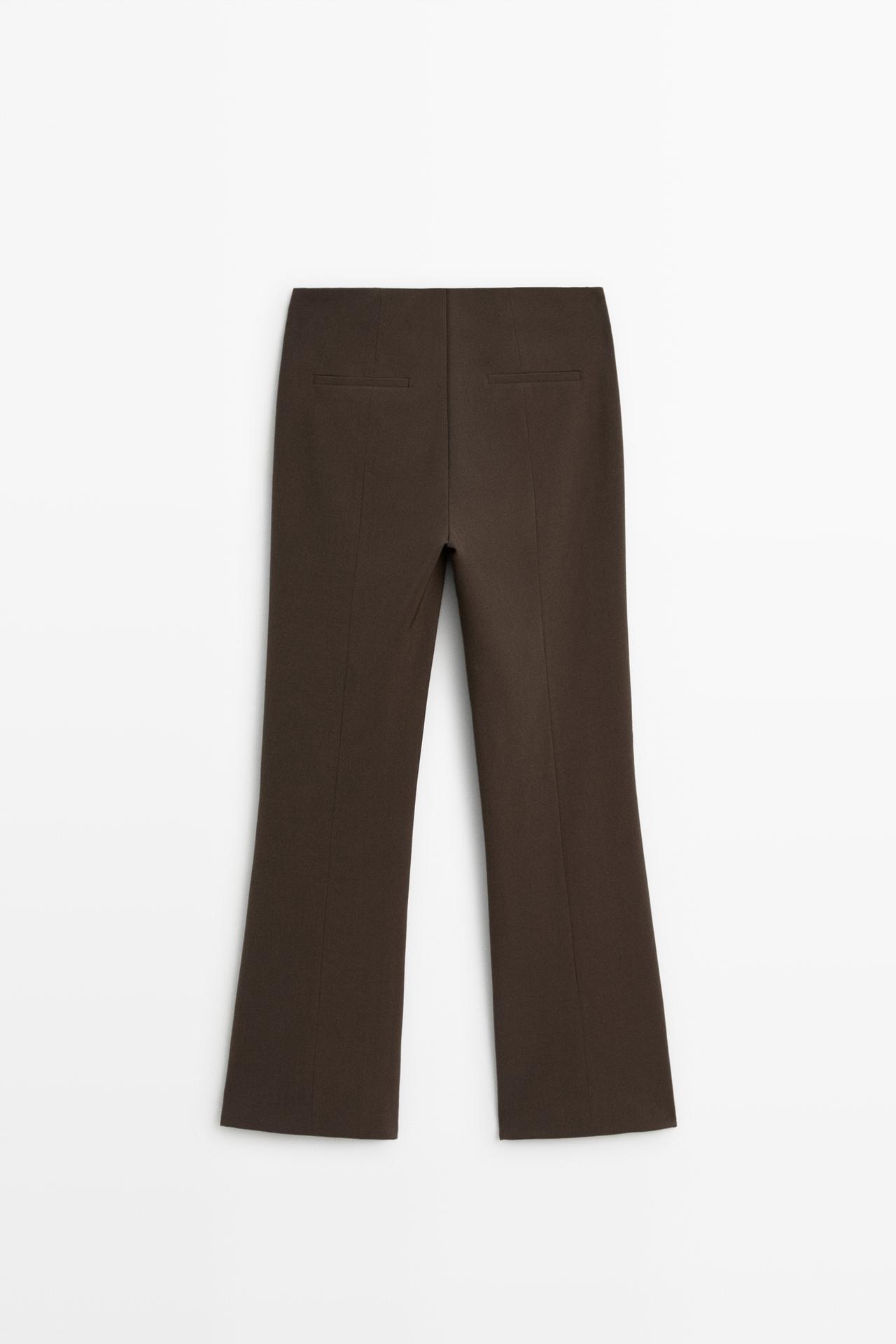 Wool-blend kick flare pants — BROWN