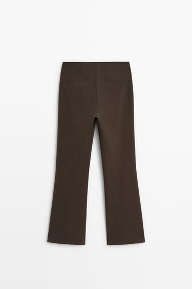 Wool-blend kick flare pants — BROWN 6