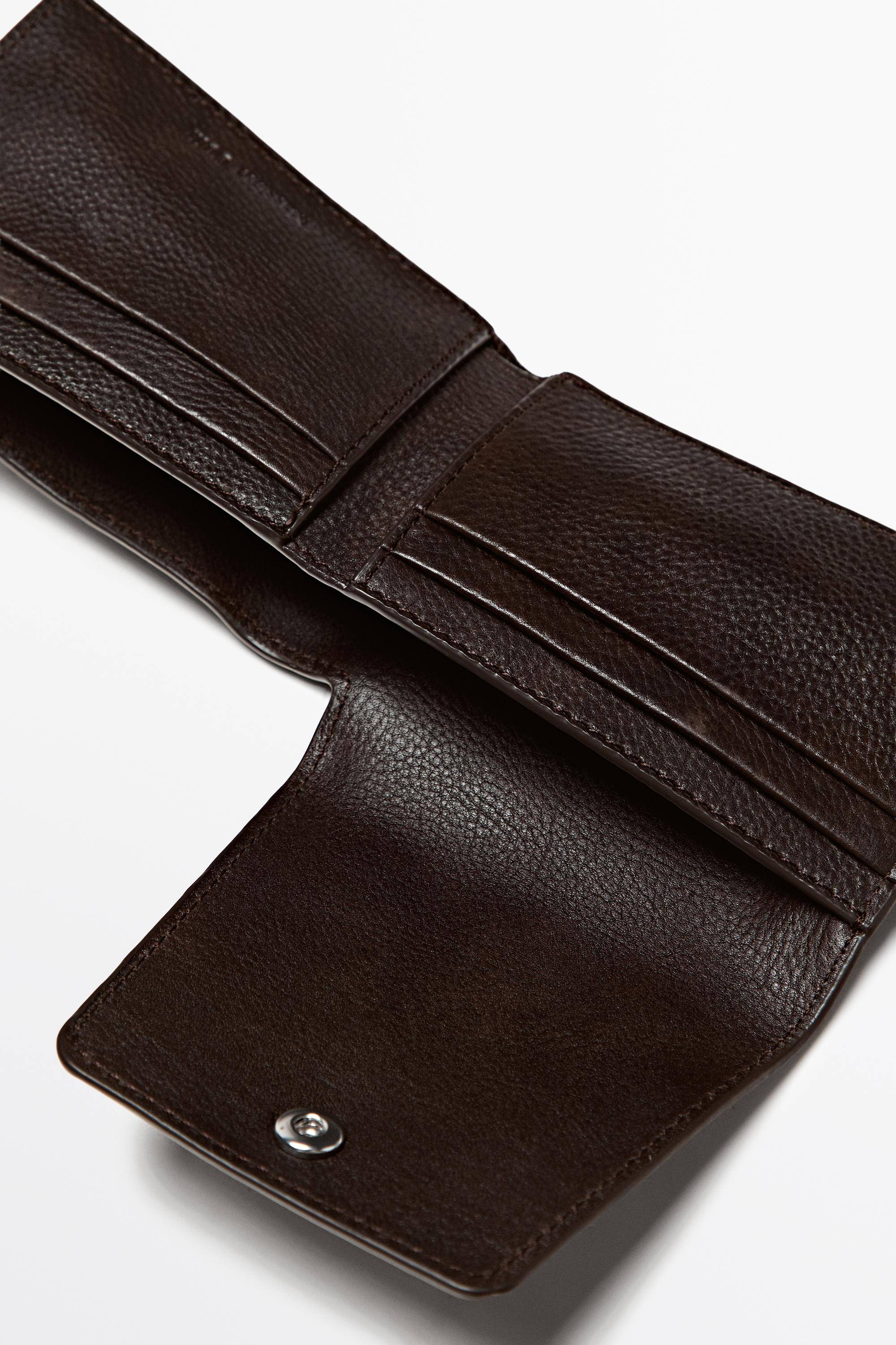 Nappa leather flap wallet — BROWN