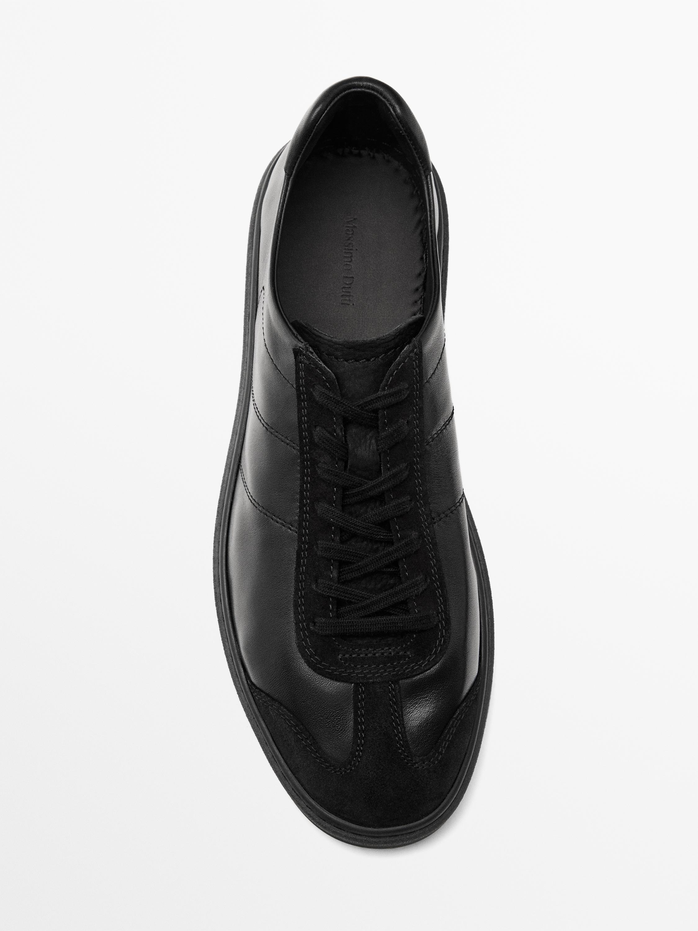 Contrast leather trainers
