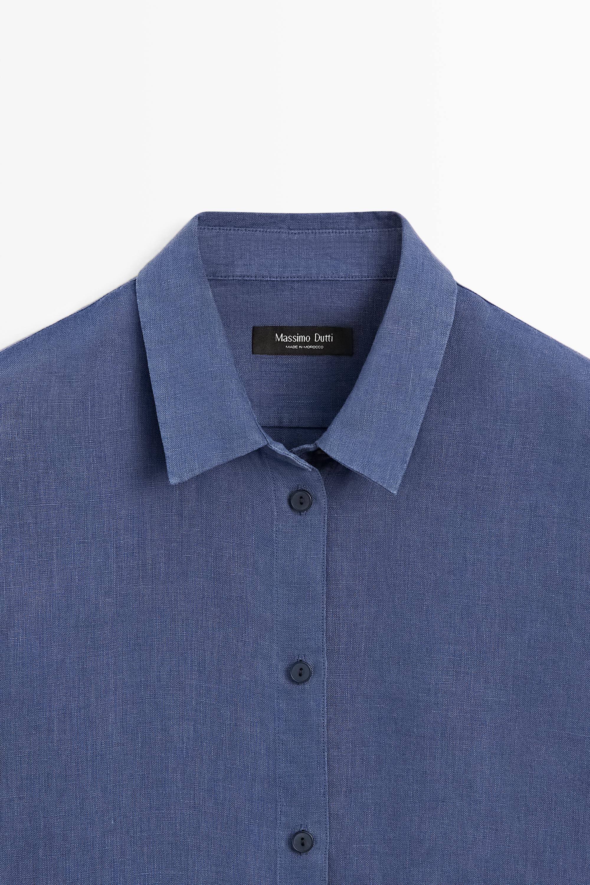 Flowing 100% linen shirt — DEEP BLUE