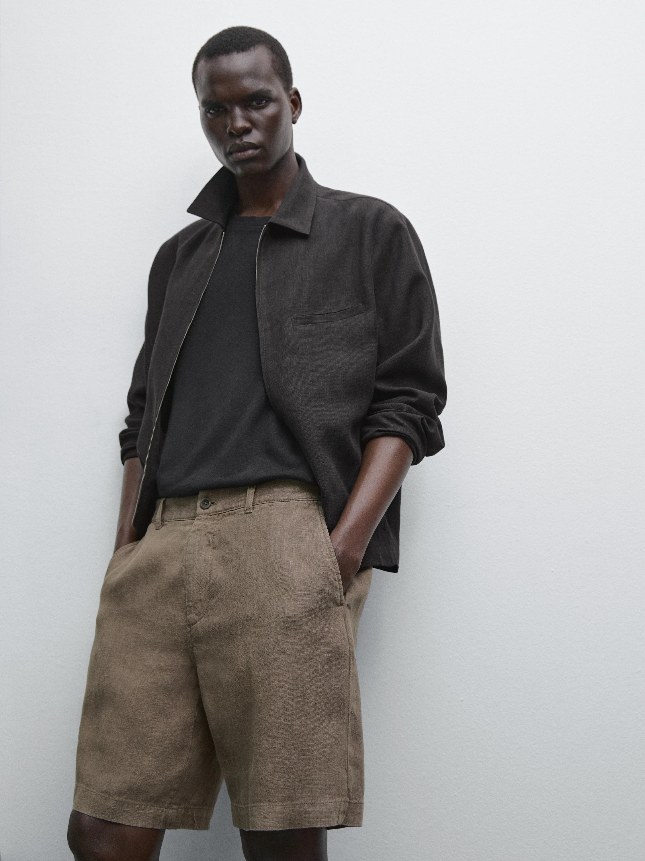 100% linen Bermuda shorts