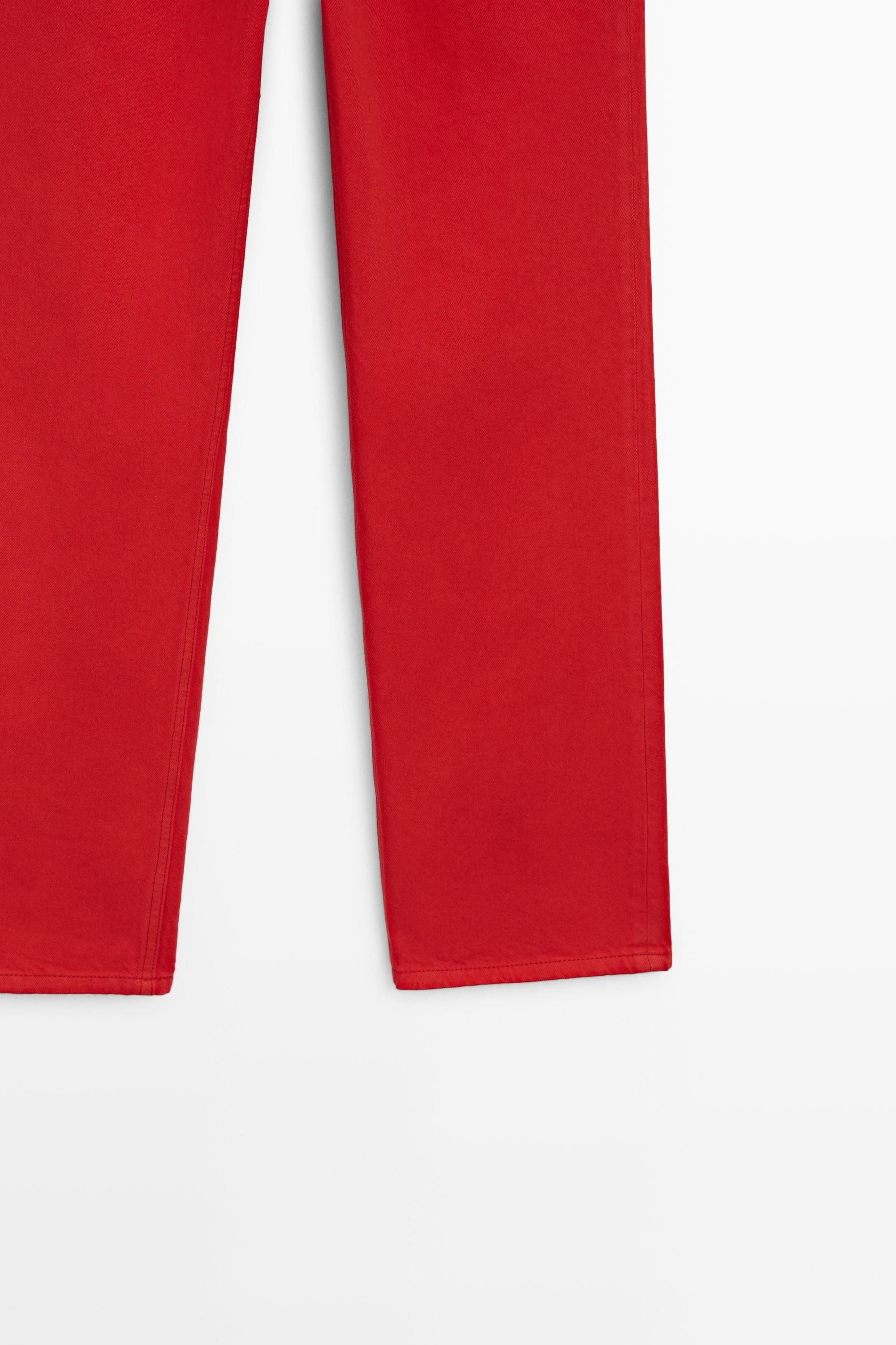 Straight-leg high-waist jeans — RED
