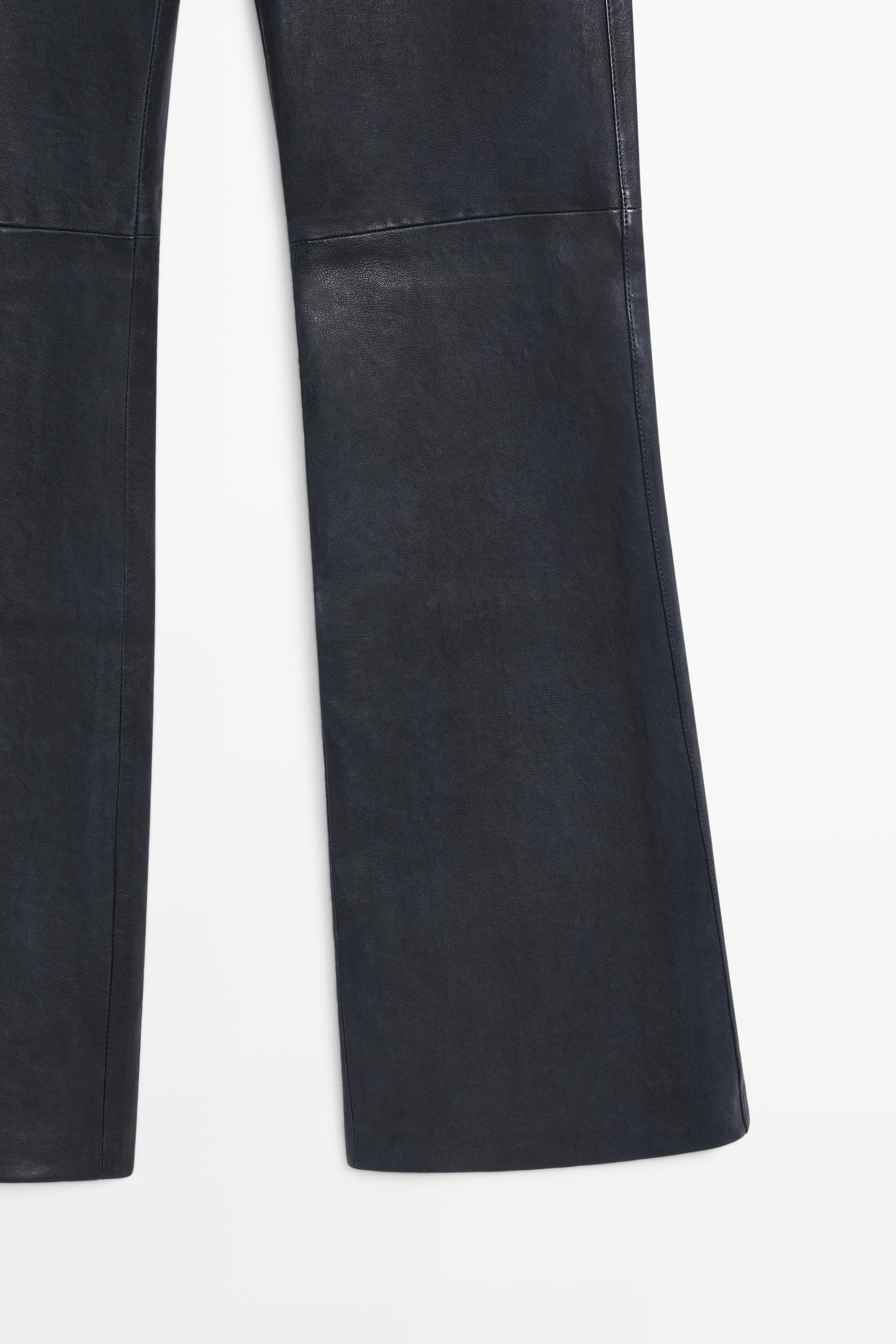 Nappa leather flare fit leggings — BLUE