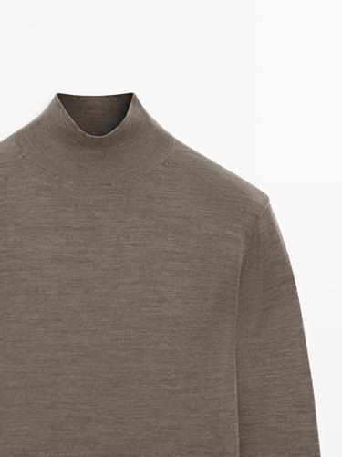 100% wool mock neck knit sweater — GREEN MARL 4