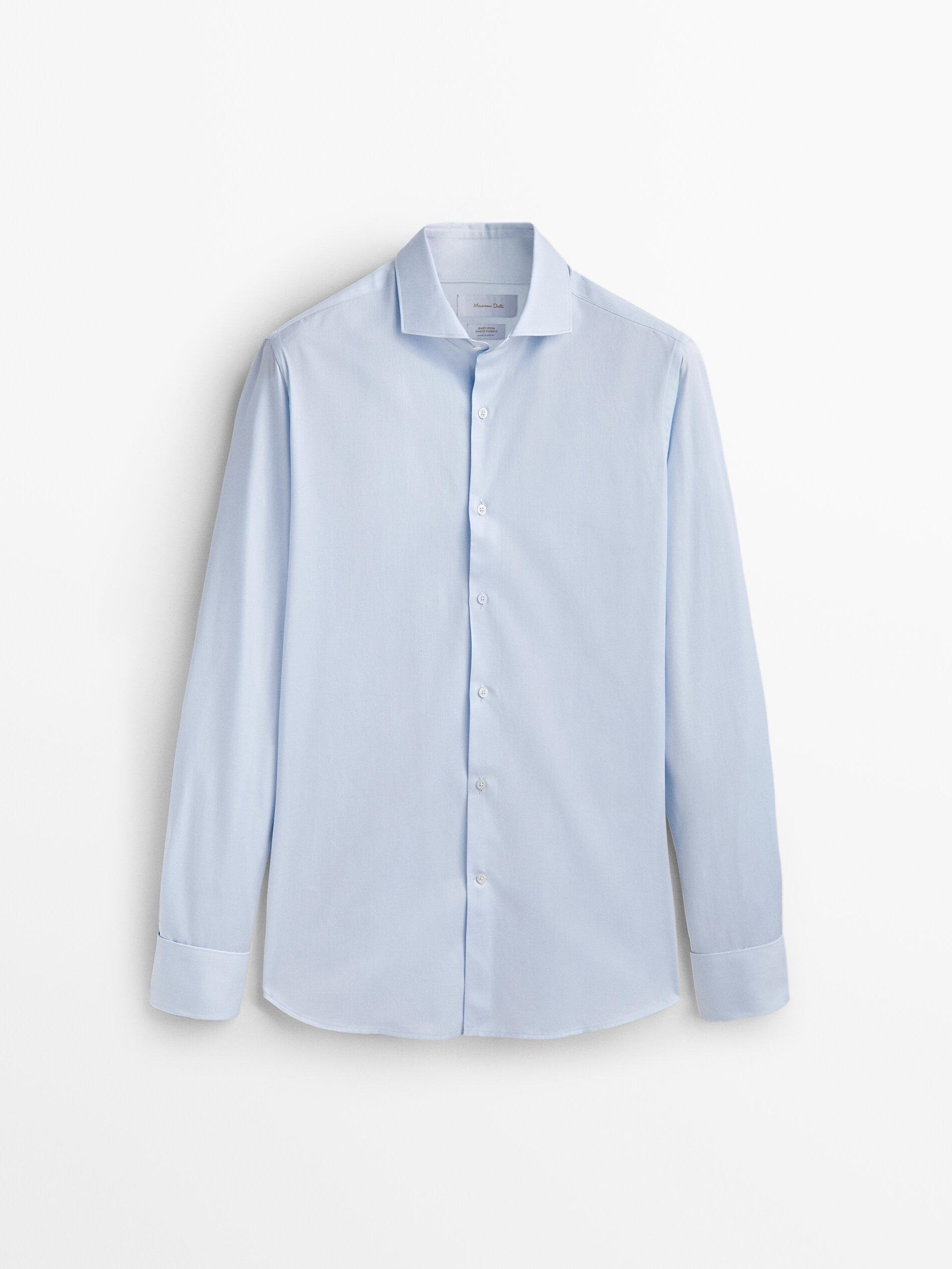 Slim fit cotton shirt with double cuffs