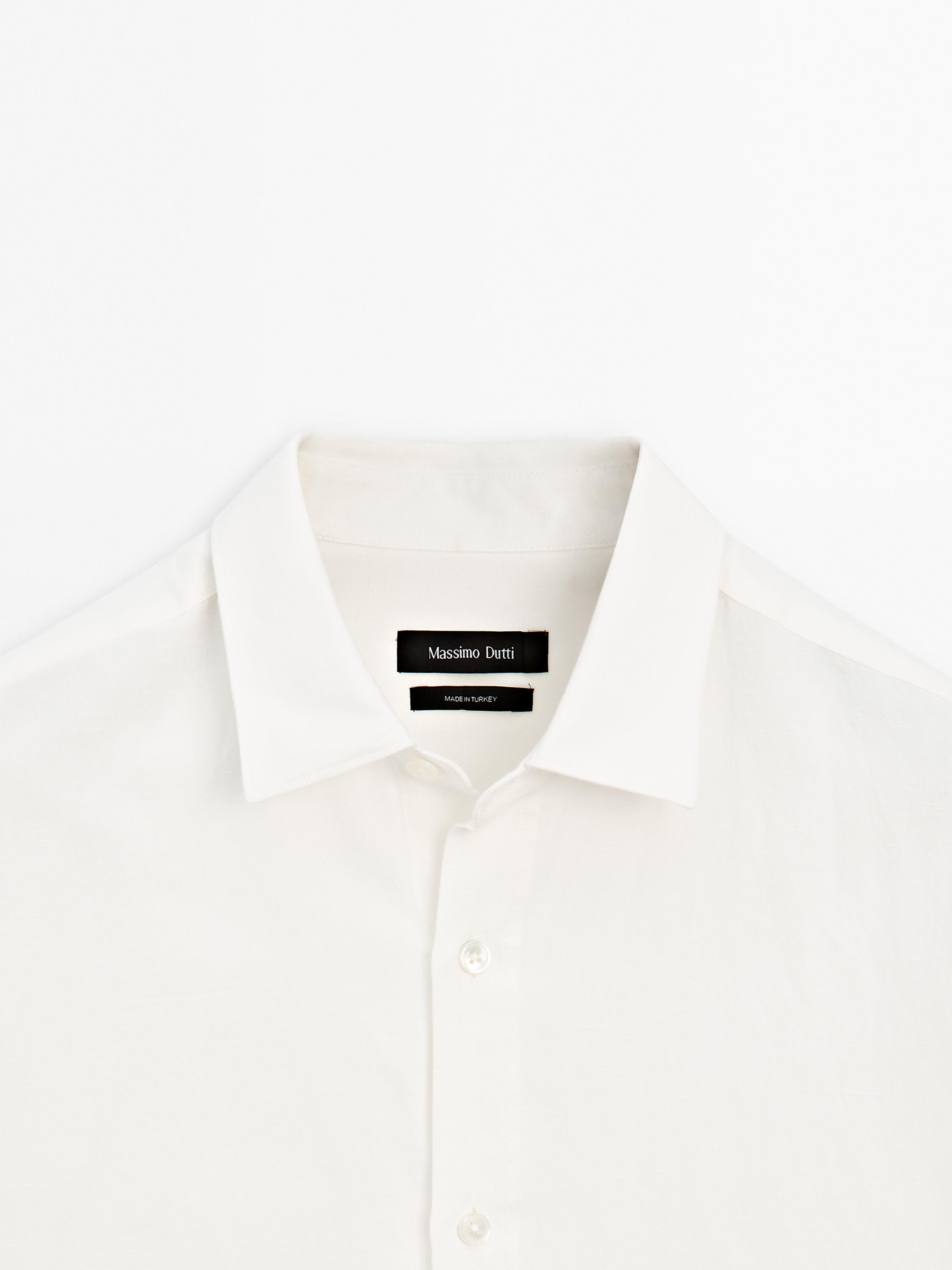 Camisa regular fit con lino