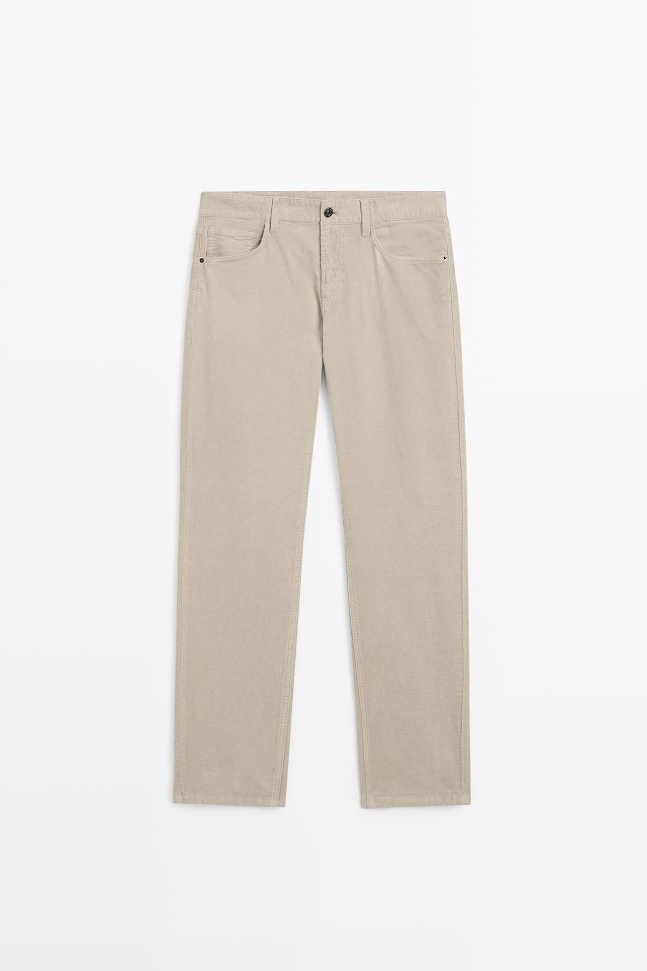 Corduroy tapered fit pants — BEIGE
