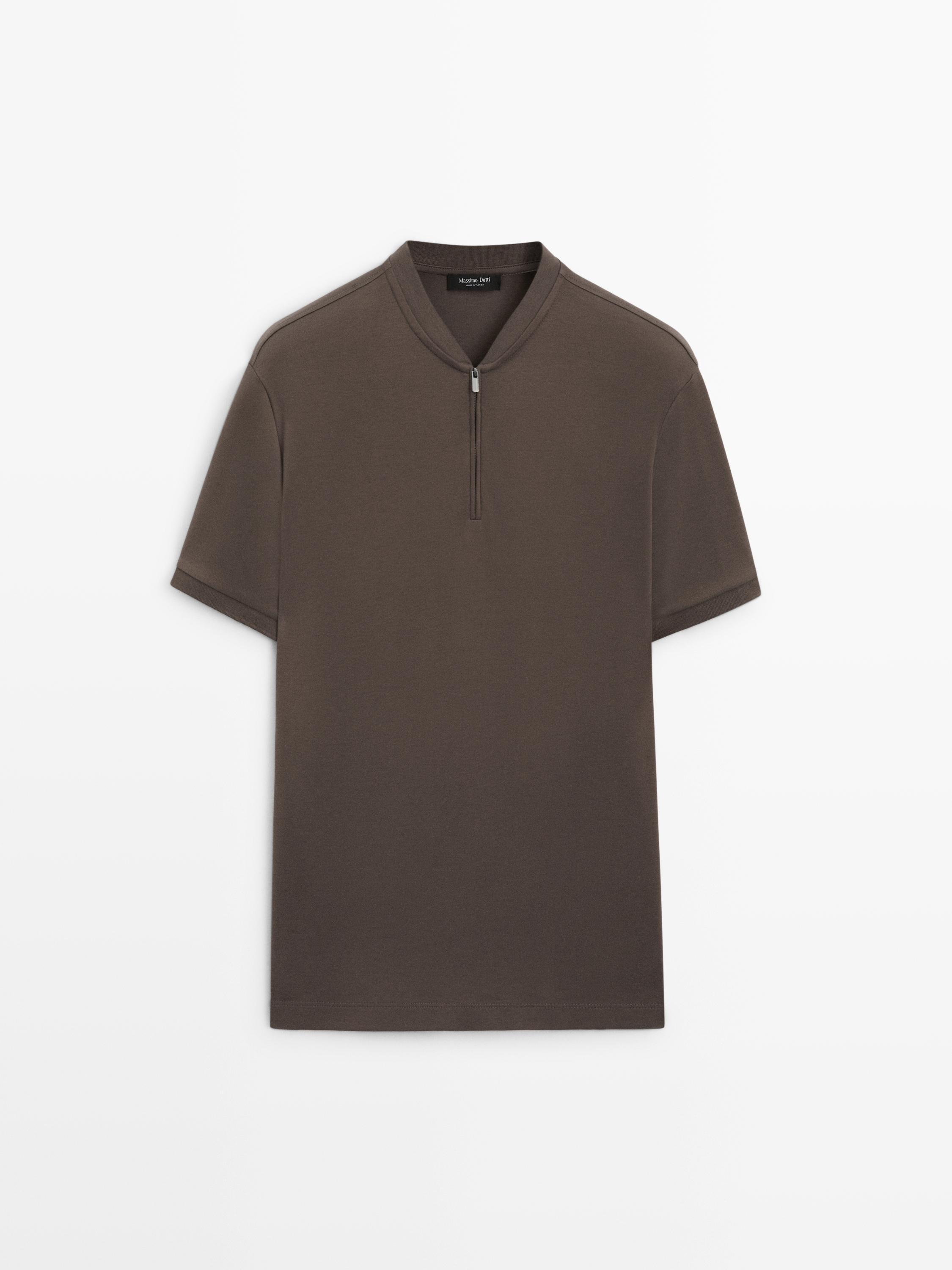 Polo col zippé en coton